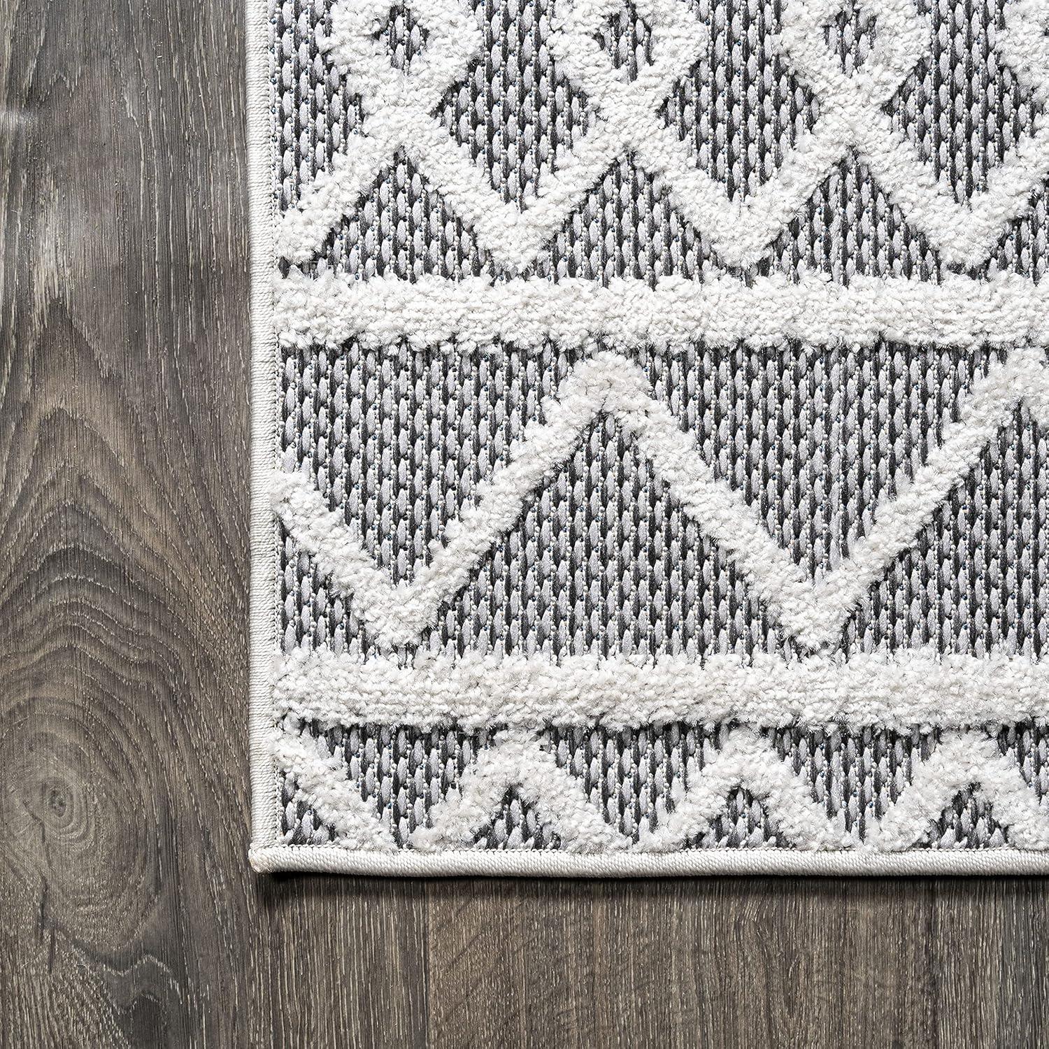 imageJONATHAN Y Knotted Trellis Geometric Indoor Outdoor Area Rug 8X10 BlackIvory Aylan HighLow Pile for Backyard Patio Porch EasyCleaning High Traffic PetFriendly NonShedding SBH104A8BlackIvory