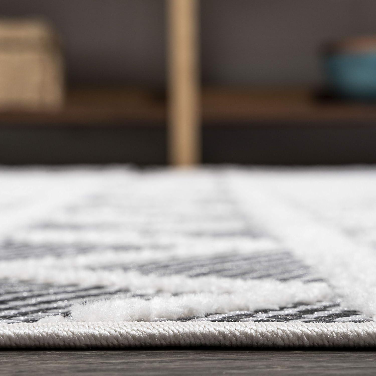 imageJONATHAN Y Knotted Trellis Geometric Indoor Outdoor Area Rug 8X10 BlackIvory Aylan HighLow Pile for Backyard Patio Porch EasyCleaning High Traffic PetFriendly NonShedding SBH104A8BlackIvory