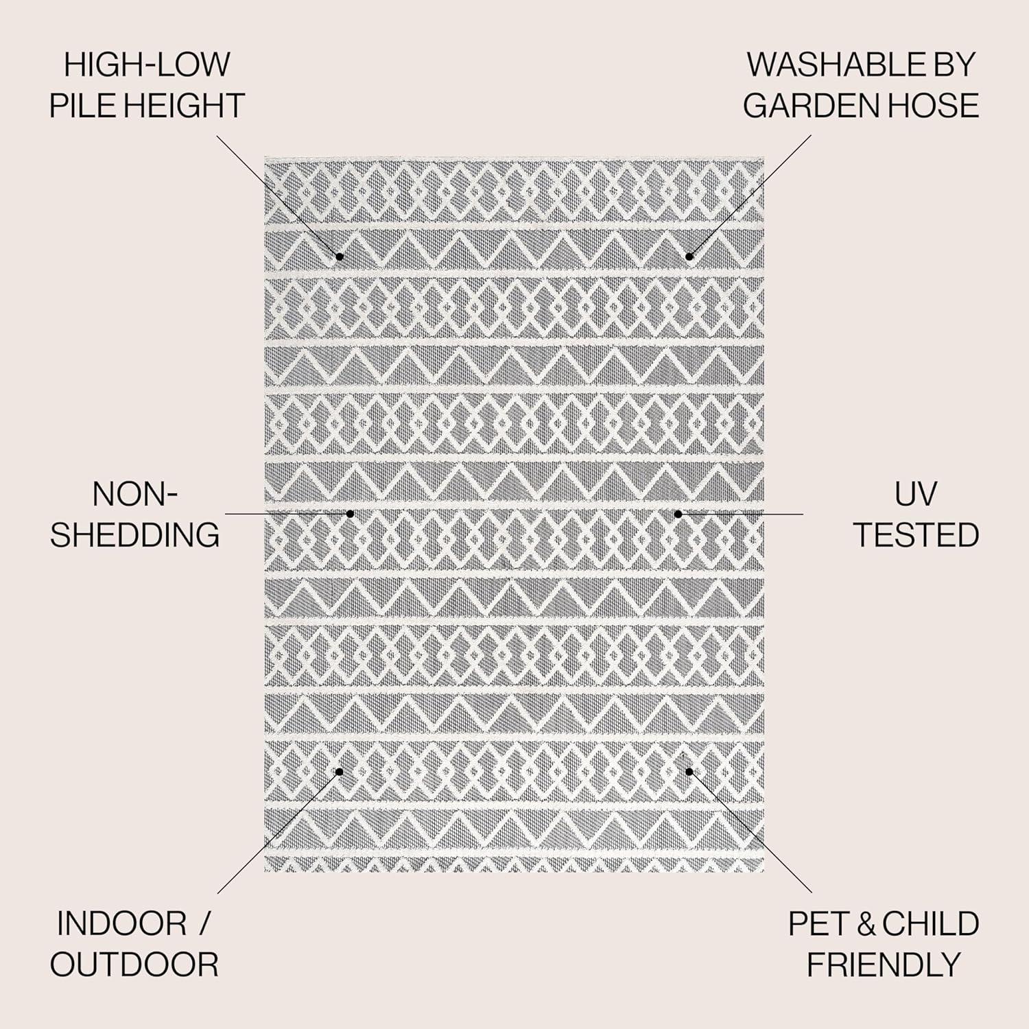 imageJONATHAN Y Knotted Trellis Geometric Indoor Outdoor Area Rug 8X10 BlackIvory Aylan HighLow Pile for Backyard Patio Porch EasyCleaning High Traffic PetFriendly NonShedding SBH104A8BlackIvory