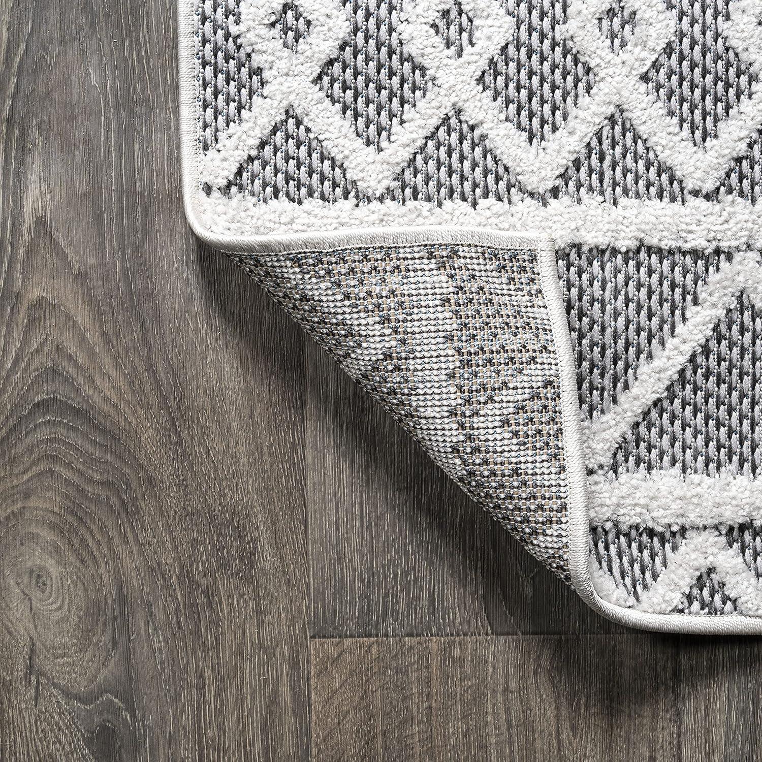 imageJONATHAN Y Knotted Trellis Geometric Indoor Outdoor Area Rug 8X10 BlackIvory Aylan HighLow Pile for Backyard Patio Porch EasyCleaning High Traffic PetFriendly NonShedding SBH104A8BlackIvory