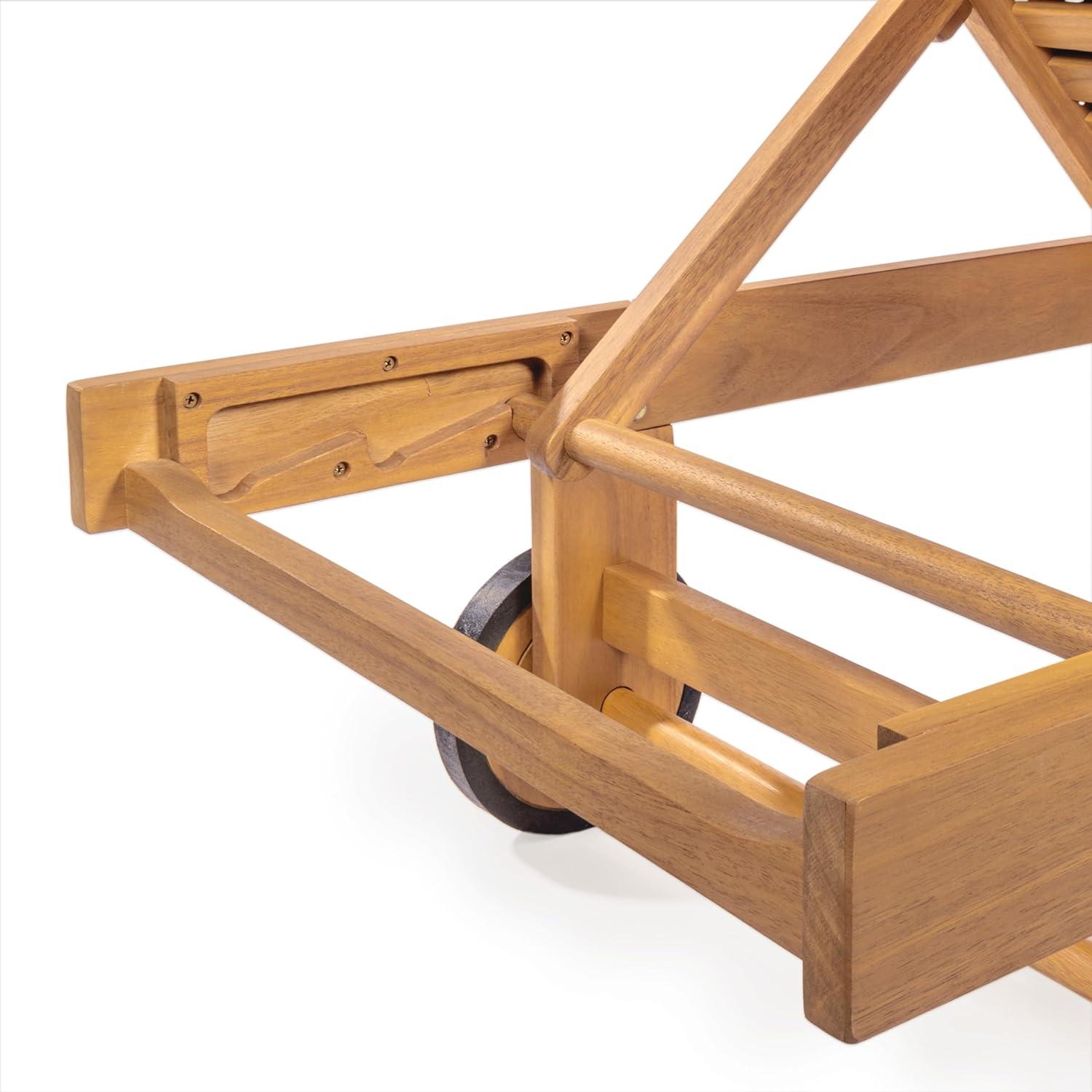 imageJONATHAN Y LNG1000D Mallorca 7756quotx2362quot Modern Classic Adjustable Acacia Wood Chaise Outdoor Lounge Chair with Cushion ampamp Wheels Coastal Bohemian Minimalist Traditional Dark GrayNaturalWhiteNatural