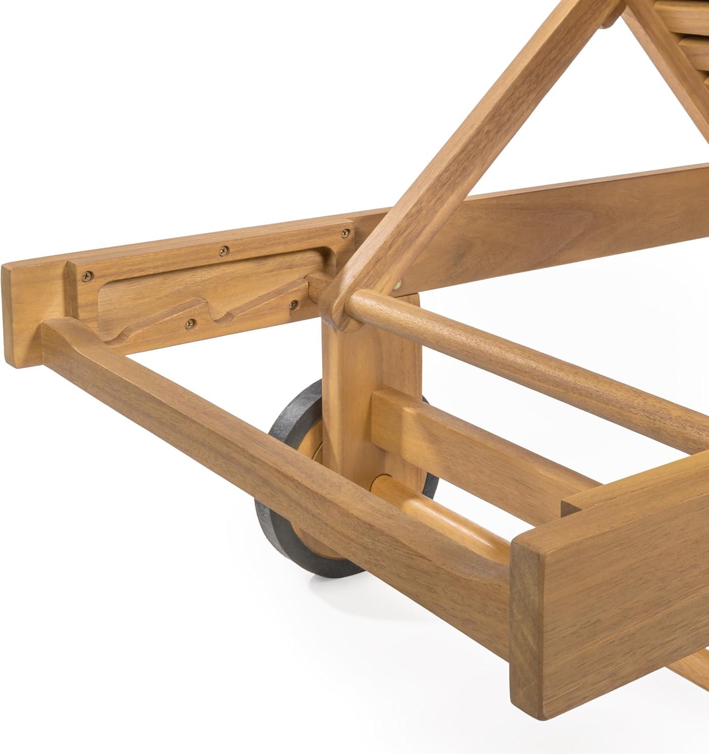 imageJONATHAN Y LNG1000D Mallorca 7756quotx2362quot Modern Classic Adjustable Acacia Wood Chaise Outdoor Lounge Chair with Cushion ampamp Wheels Coastal Bohemian Minimalist Traditional Dark GrayNaturalDark GrayNatural