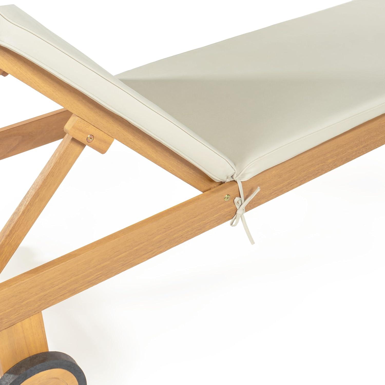 imageJONATHAN Y LNG1000D Mallorca 7756quotx2362quot Modern Classic Adjustable Acacia Wood Chaise Outdoor Lounge Chair with Cushion ampamp Wheels Coastal Bohemian Minimalist Traditional Dark GrayNaturalLight GrayNatural