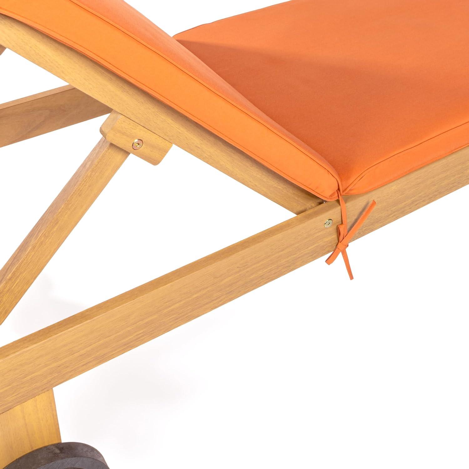 imageJONATHAN Y LNG1000D Mallorca 7756quotx2362quot Modern Classic Adjustable Acacia Wood Chaise Outdoor Lounge Chair with Cushion ampamp Wheels Coastal Bohemian Minimalist Traditional Dark GrayNaturalOrangeNatural