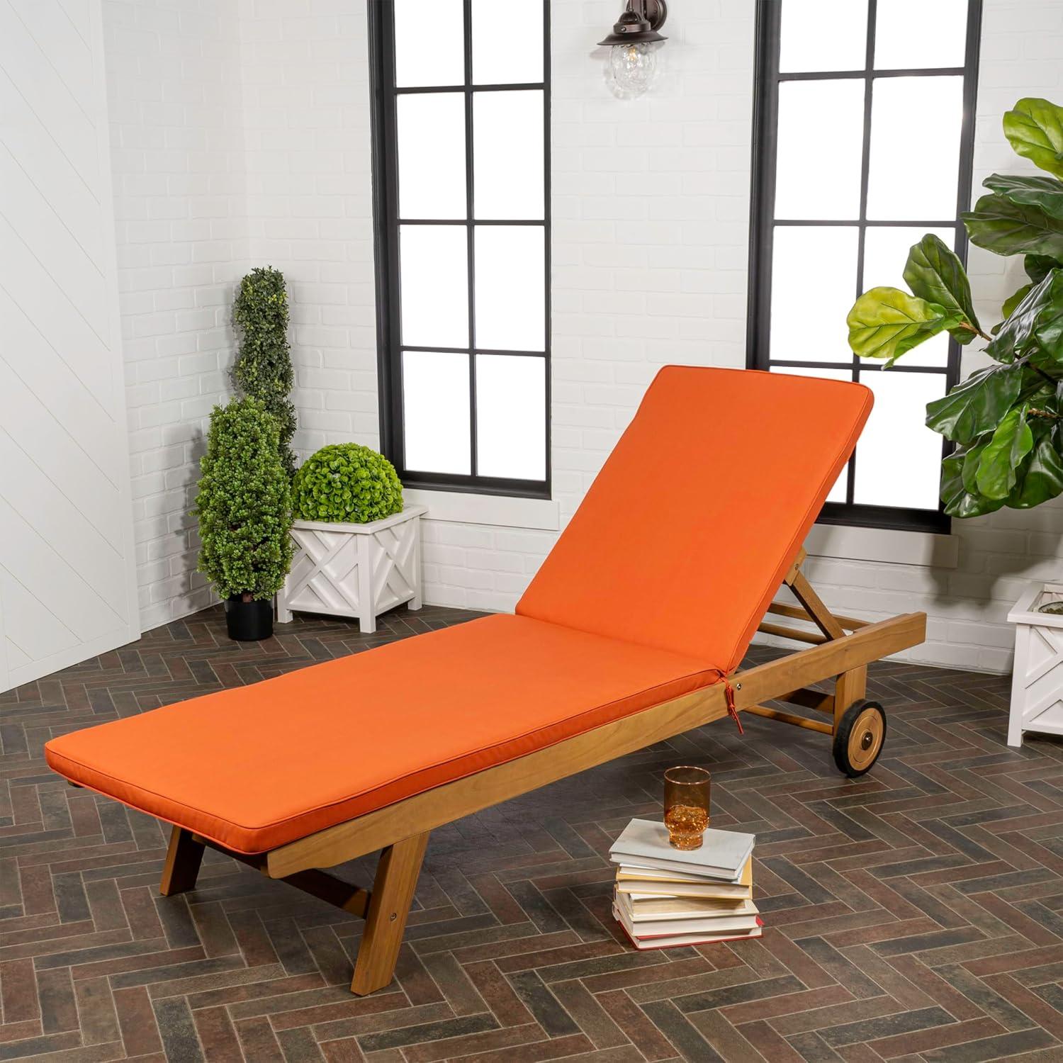 imageJONATHAN Y LNG1000D Mallorca 7756quotx2362quot Modern Classic Adjustable Acacia Wood Chaise Outdoor Lounge Chair with Cushion ampamp Wheels Coastal Bohemian Minimalist Traditional Dark GrayNaturalOrangeNatural