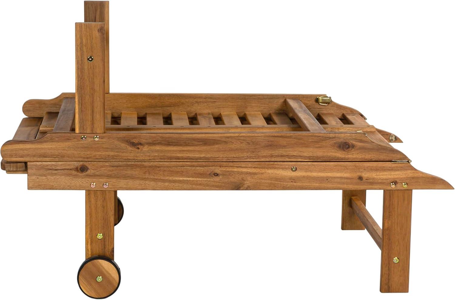 imageJONATHAN Y LNG1000D Mallorca 7756quotx2362quot Modern Classic Adjustable Acacia Wood Chaise Outdoor Lounge Chair with Cushion ampamp Wheels Coastal Bohemian Minimalist Traditional Dark GrayNaturalBeige