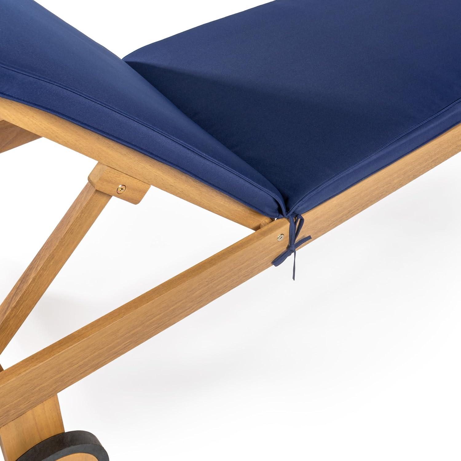 imageJONATHAN Y LNG1000D Mallorca 7756quotx2362quot Modern Classic Adjustable Acacia Wood Chaise Outdoor Lounge Chair with Cushion ampamp Wheels Coastal Bohemian Minimalist Traditional Dark GrayNaturalNavyNatural