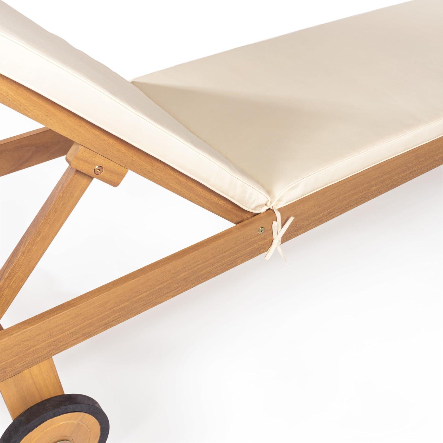 imageJONATHAN Y LNG1000D Mallorca 7756quotx2362quot Modern Classic Adjustable Acacia Wood Chaise Outdoor Lounge Chair with Cushion ampamp Wheels Coastal Bohemian Minimalist Traditional Dark GrayNaturalWhiteNatural