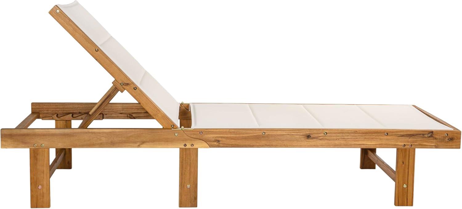 imageJONATHAN Y LNG1001B Lagunan 7756quotx2638quot Modern Minimalist Adjustable Acacia Wood Chaise Outdoor Lounge Chair Coastal Transitional Classic MidCentury Contemporary Dark GrayNaturalWhite