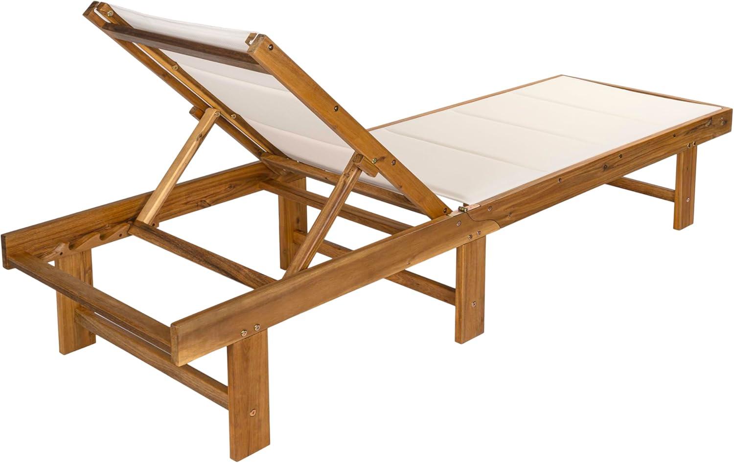 imageJONATHAN Y LNG1001B Lagunan 7756quotx2638quot Modern Minimalist Adjustable Acacia Wood Chaise Outdoor Lounge Chair Coastal Transitional Classic MidCentury Contemporary Dark GrayNaturalWhite