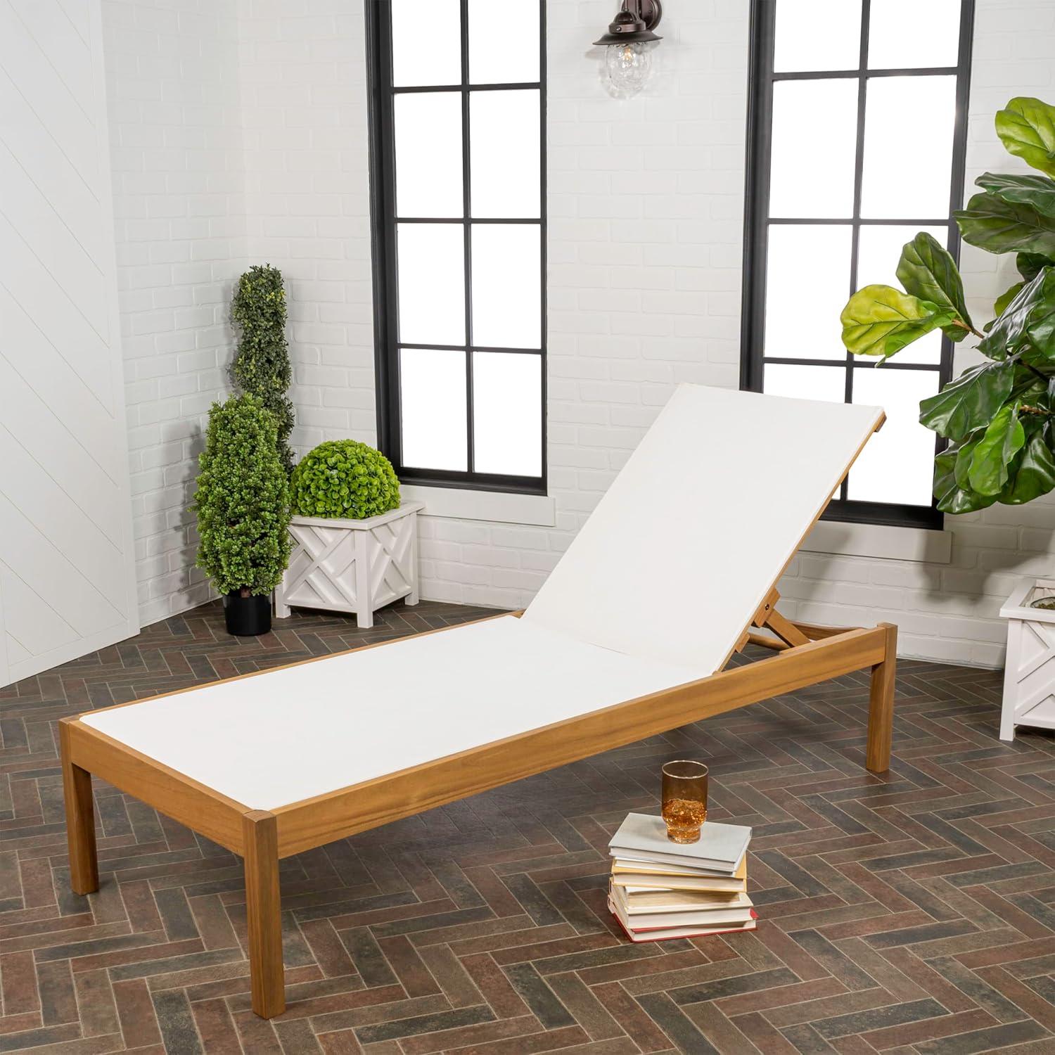 imageJONATHAN Y LNG1001B Lagunan 7756quotx2638quot Modern Minimalist Adjustable Acacia Wood Chaise Outdoor Lounge Chair Coastal Transitional Classic MidCentury Contemporary Dark GrayNaturalWhiteNatura