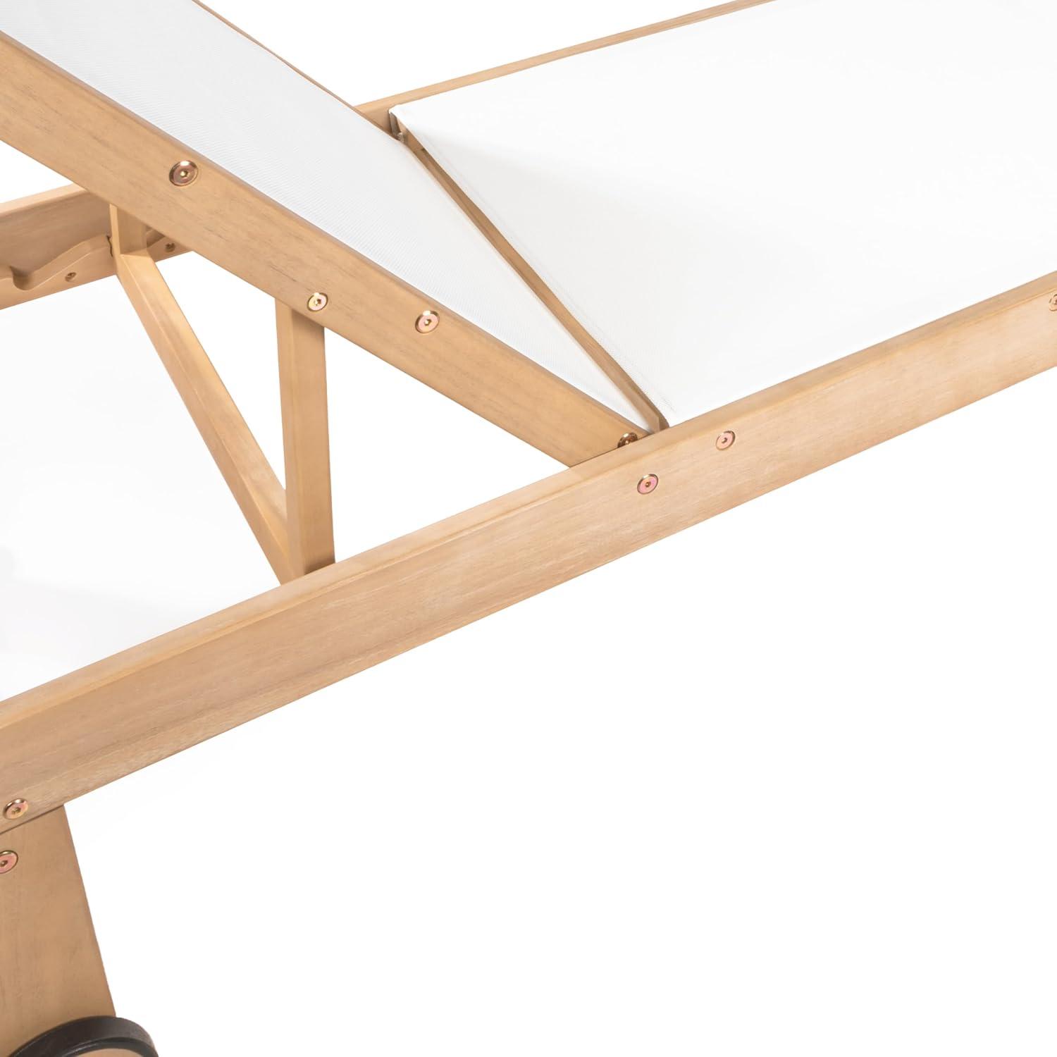 imageJONATHAN Y LNG1100A2SET Trabuco Coastal Modern Acacia Wood Mesh 3Position Outdoor Chaise Lounge Set with Side Table Transitional Classic Minimalist Traditional Contemporary Dark GrayTeak BrownWhiteLight Teak