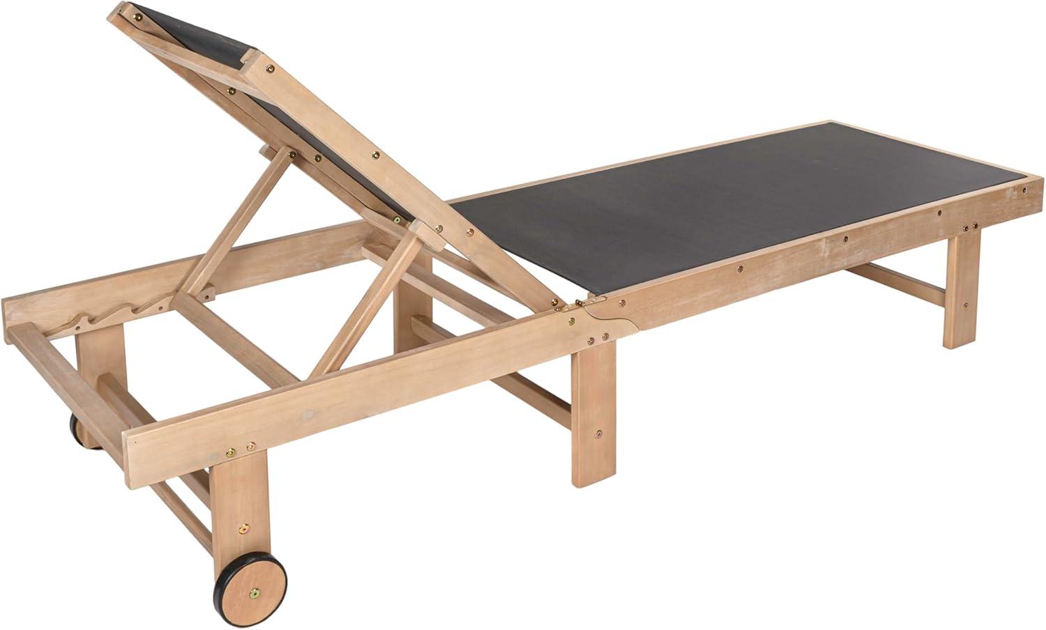 imageJONATHAN Y LNG1100A2SET Trabuco Coastal Modern Acacia Wood Mesh 3Position Outdoor Chaise Lounge Set with Side Table Transitional Classic Minimalist Traditional Contemporary Dark GrayTeak BrownDark GrayLight Teak