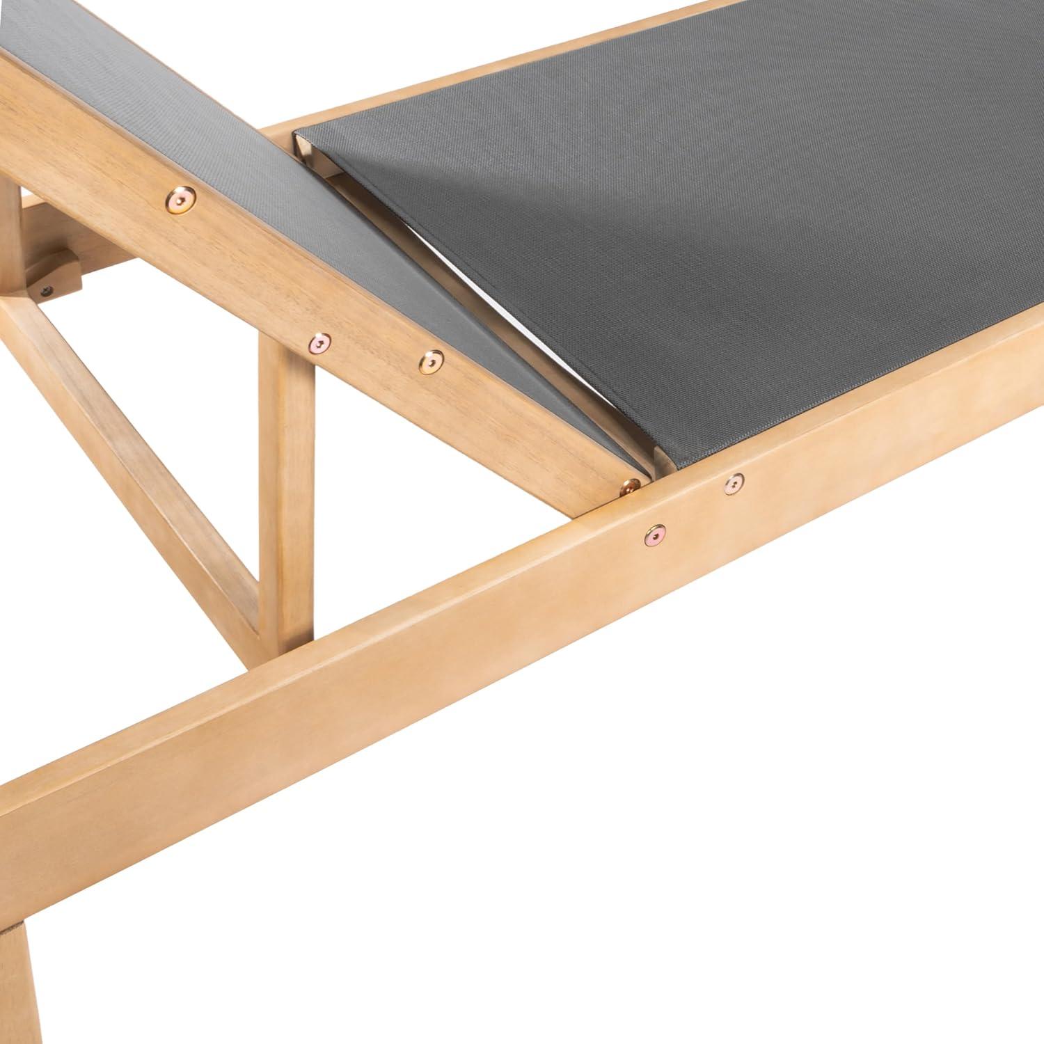 imageJONATHAN Y LNG1100A2SET Trabuco Coastal Modern Acacia Wood Mesh 3Position Outdoor Chaise Lounge Set with Side Table Transitional Classic Minimalist Traditional Contemporary Dark GrayTeak BrownDark GrayLight Teak