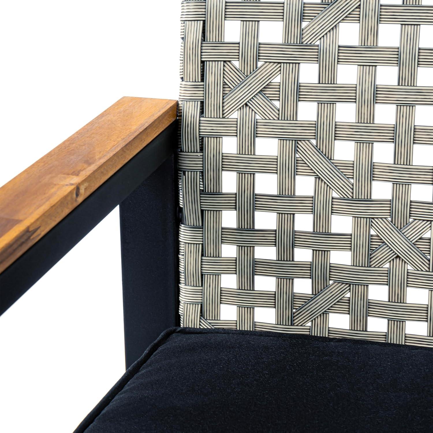 imageJONATHAN Y LVG1102A4SET Elina 4Piece Modern Coastal Faux Wicker Conversation Outdoor Patio Set MidCentury Classic Contemporary Traditional Minimalist WhiteGrayWhite WashBlackNatural