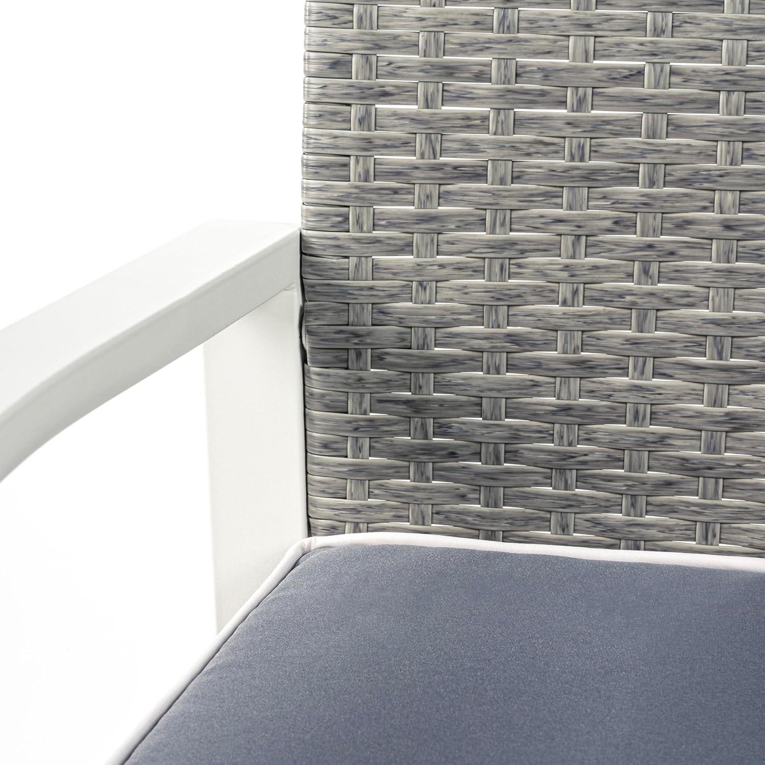 imageJONATHAN Y LVG1102A4SET Elina 4Piece Modern Coastal Faux Wicker Conversation Outdoor Patio Set MidCentury Classic Contemporary Traditional Minimalist WhiteGrayWhiteGray