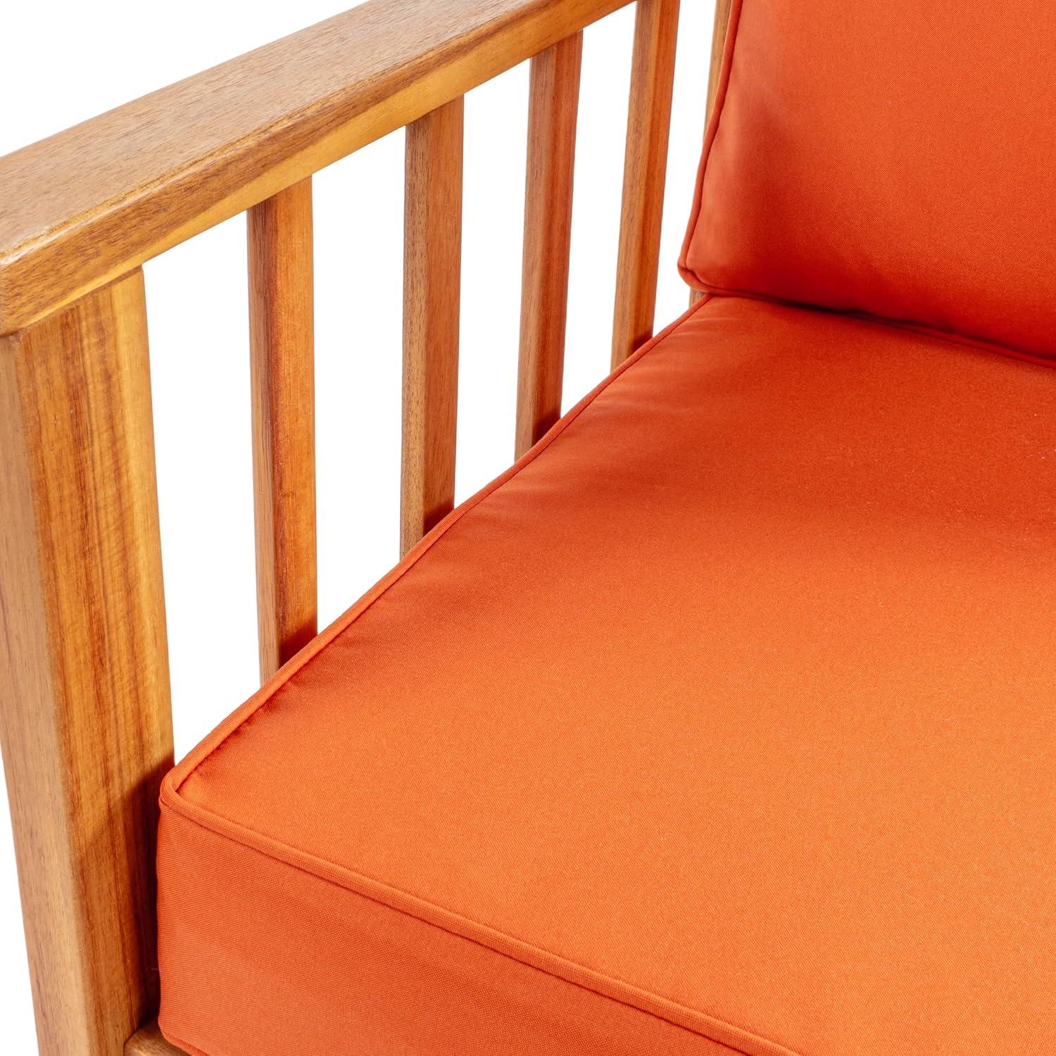 imageJONATHAN Y LVG1201A4SET Everly 4Piece Modern Cottage Acacia Wood Outdoor Patio Set with Cushions and Tropical Decorative Pillows Classic Coastal Traditional Vintage MidCentury GrayTeak BrownOrangeTeak Brown