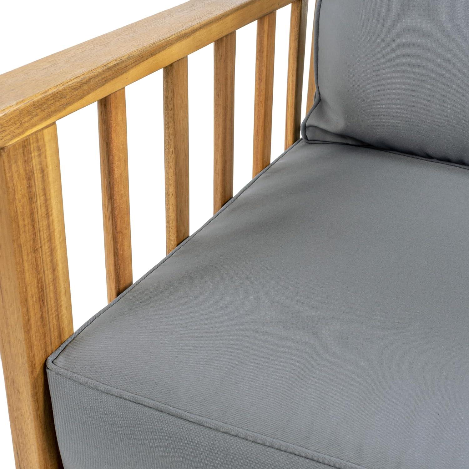 imageJONATHAN Y LVG1201A4SET Everly 4Piece Modern Cottage Acacia Wood Outdoor Patio Set with Cushions and Tropical Decorative Pillows Classic Coastal Traditional Vintage MidCentury GrayTeak BrownGrayTeak Brown