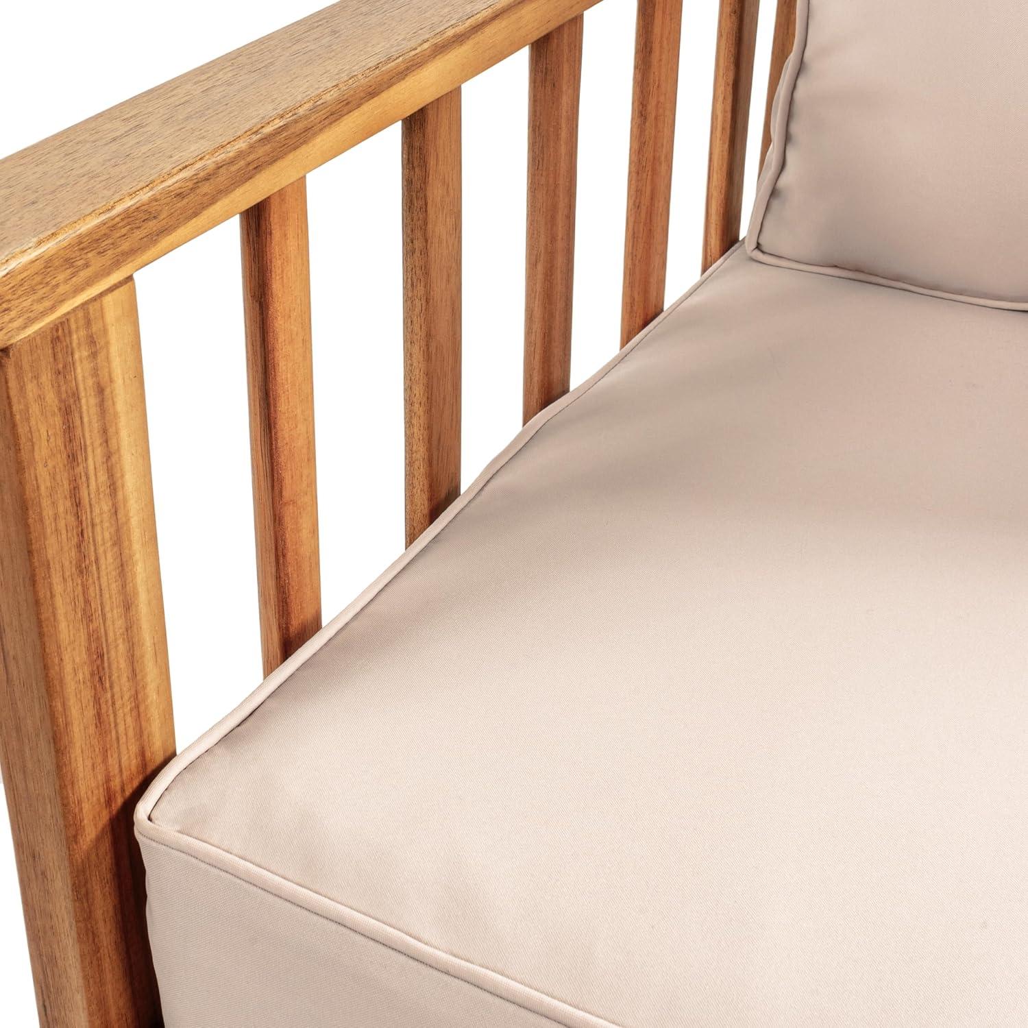 imageJONATHAN Y LVG1201A4SET Everly 4Piece Modern Cottage Acacia Wood Outdoor Patio Set with Cushions and Tropical Decorative Pillows Classic Coastal Traditional Vintage MidCentury GrayTeak BrownBeigeTeak Brown