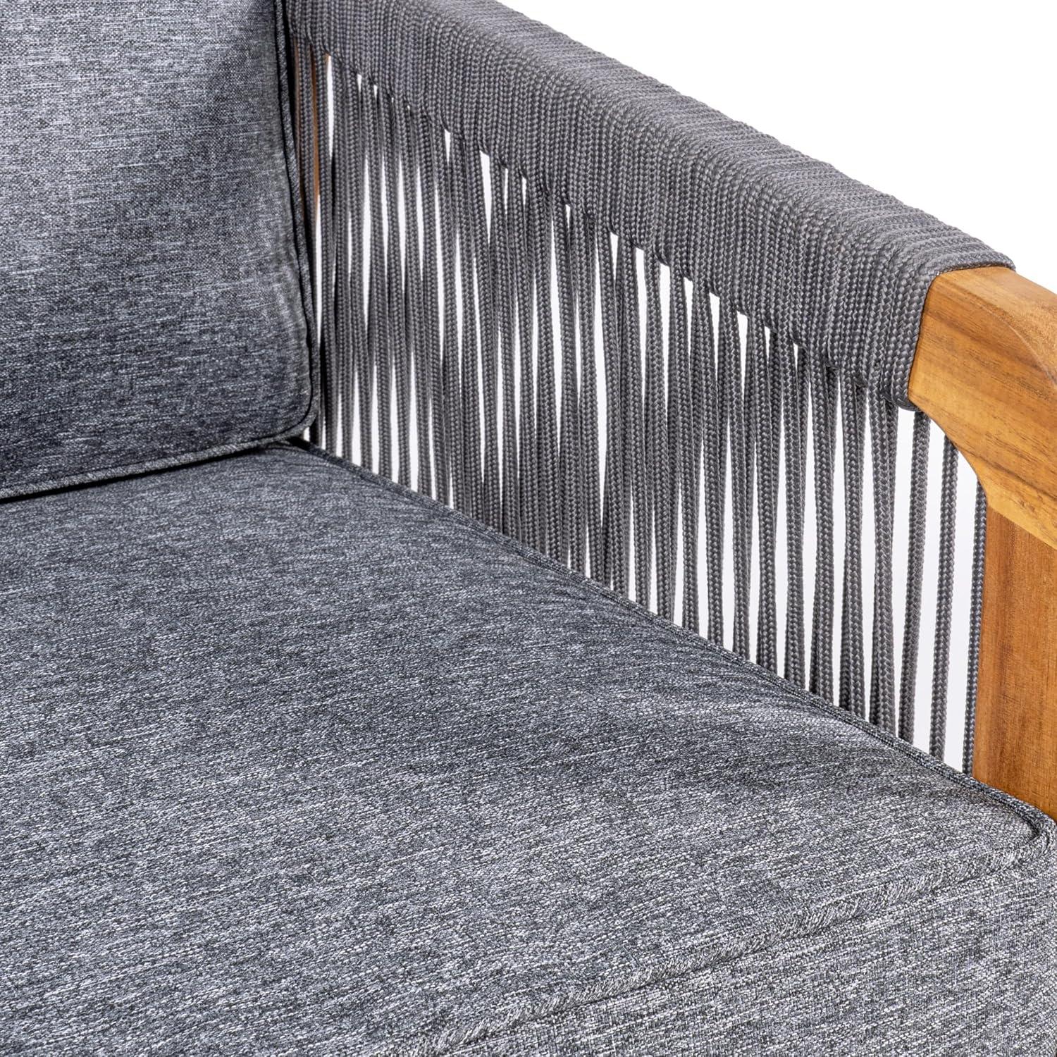 imageJONATHAN Y LVG1203A3SET Aveiro 3Piece Modern Bohemian Roped Acacia Wood Conversation Outdoor Patio Set with Cushions Coastal Contemporary Transitional Rustic Cottage BeigeLight TeakCottage GrayTeak Brown