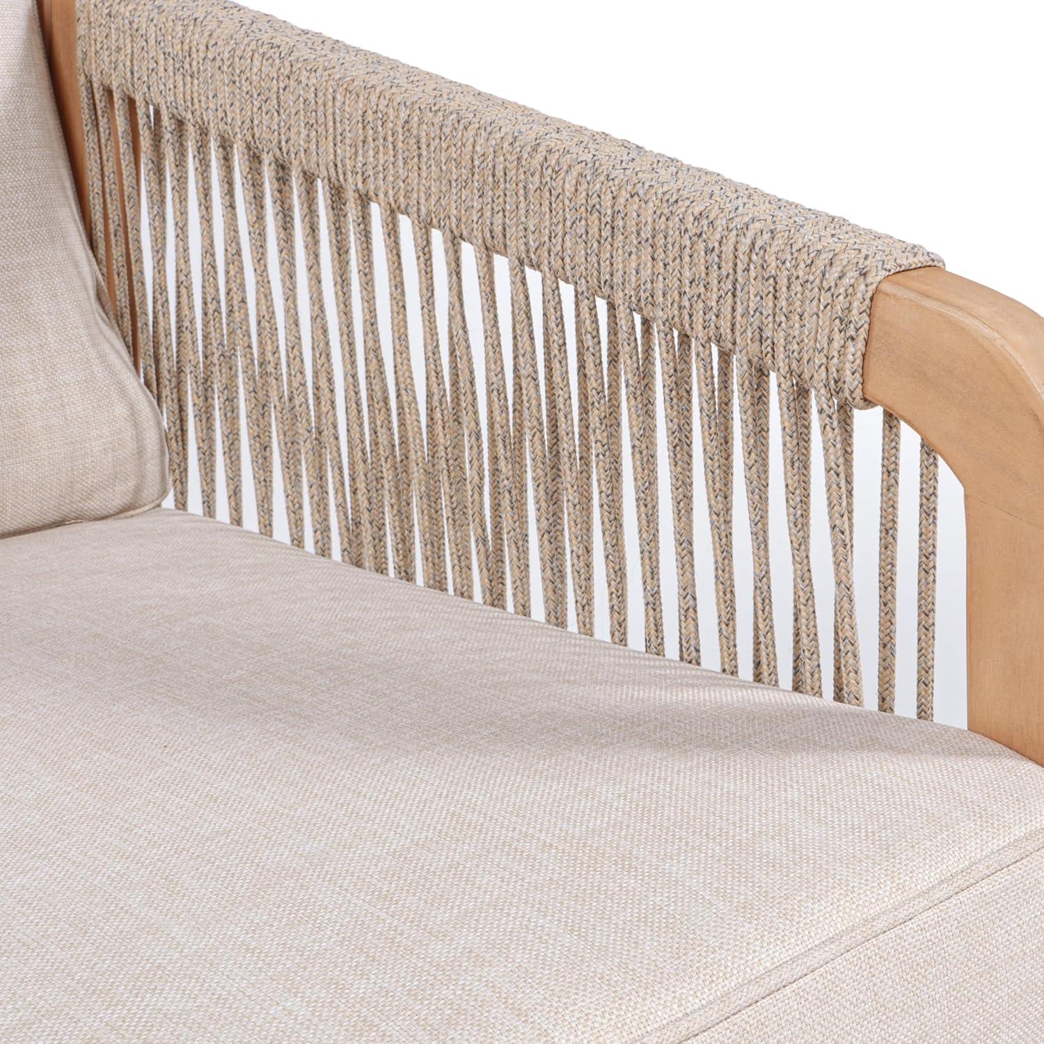 imageJONATHAN Y LVG1203A3SET Aveiro 3Piece Modern Bohemian Roped Acacia Wood Conversation Outdoor Patio Set with Cushions Coastal Contemporary Transitional Rustic Cottage BeigeLight TeakBeigeLight Teak