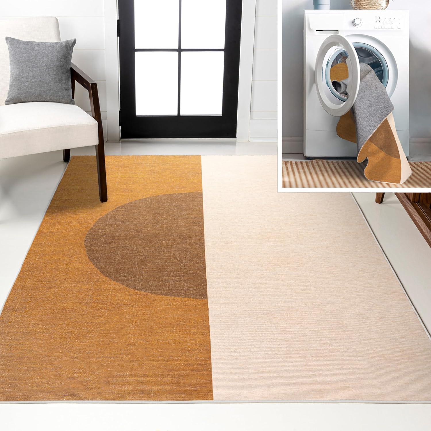 imageJONATHAN Y Machine Washable CreamGreen Indoor Area Rug 8X10 ft Cirkel Minimalist Geometric Dot for Living Room Bedroom Kitchen Office EasyCleaning PetFriendly NonShedding WSH113C8BrownCreamTerracotta
