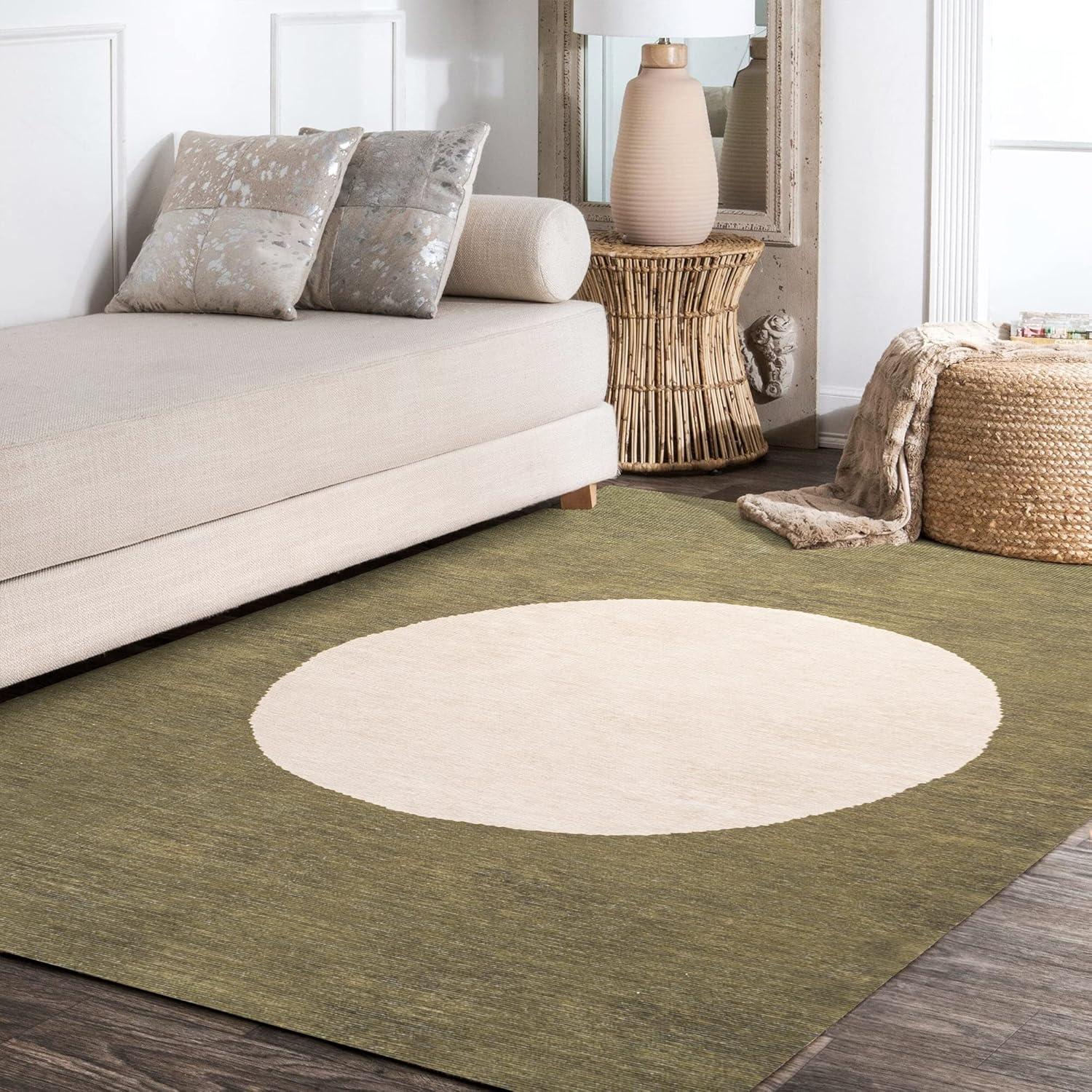 imageJONATHAN Y Machine Washable CreamGreen Indoor Area Rug 8X10 ft Cirkel Minimalist Geometric Dot for Living Room Bedroom Kitchen Office EasyCleaning PetFriendly NonShedding WSH113C8GreenCream