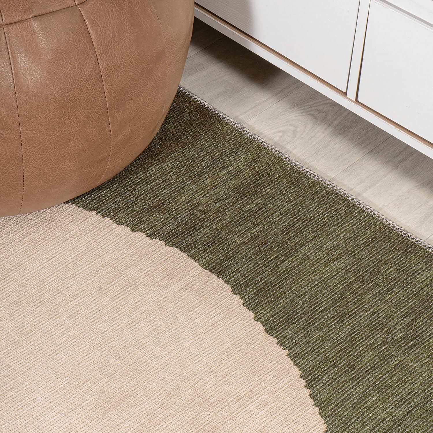 imageJONATHAN Y Machine Washable CreamGreen Indoor Area Rug 8X10 ft Cirkel Minimalist Geometric Dot for Living Room Bedroom Kitchen Office EasyCleaning PetFriendly NonShedding WSH113C8GreenCream