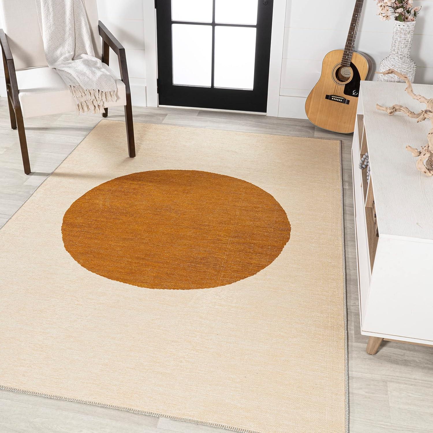 imageJONATHAN Y Machine Washable CreamGreen Indoor Area Rug 8X10 ft Cirkel Minimalist Geometric Dot for Living Room Bedroom Kitchen Office EasyCleaning PetFriendly NonShedding WSH113C8CreamTerracotta