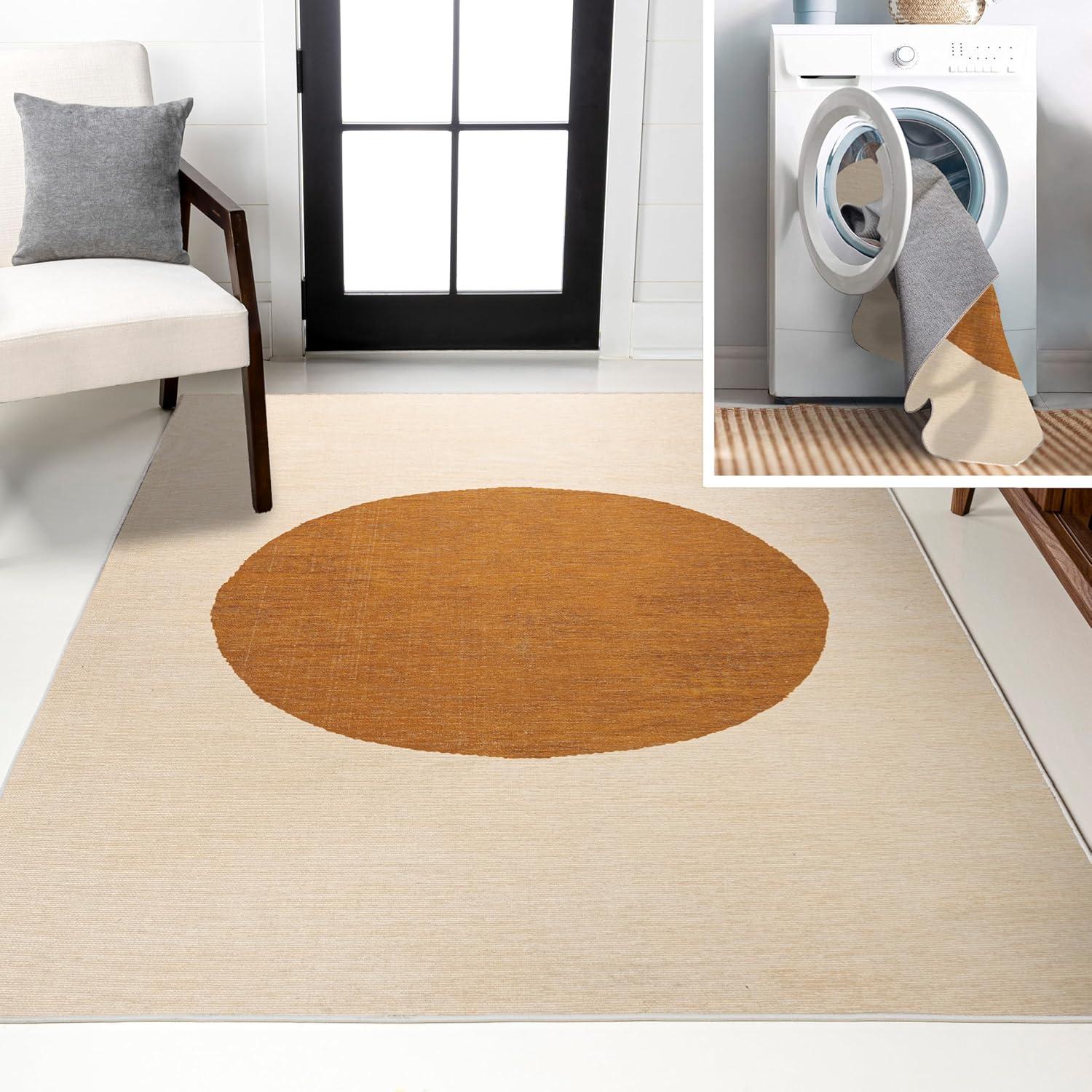 imageJONATHAN Y Machine Washable CreamGreen Indoor Area Rug 8X10 ft Cirkel Minimalist Geometric Dot for Living Room Bedroom Kitchen Office EasyCleaning PetFriendly NonShedding WSH113C8CreamTerracotta
