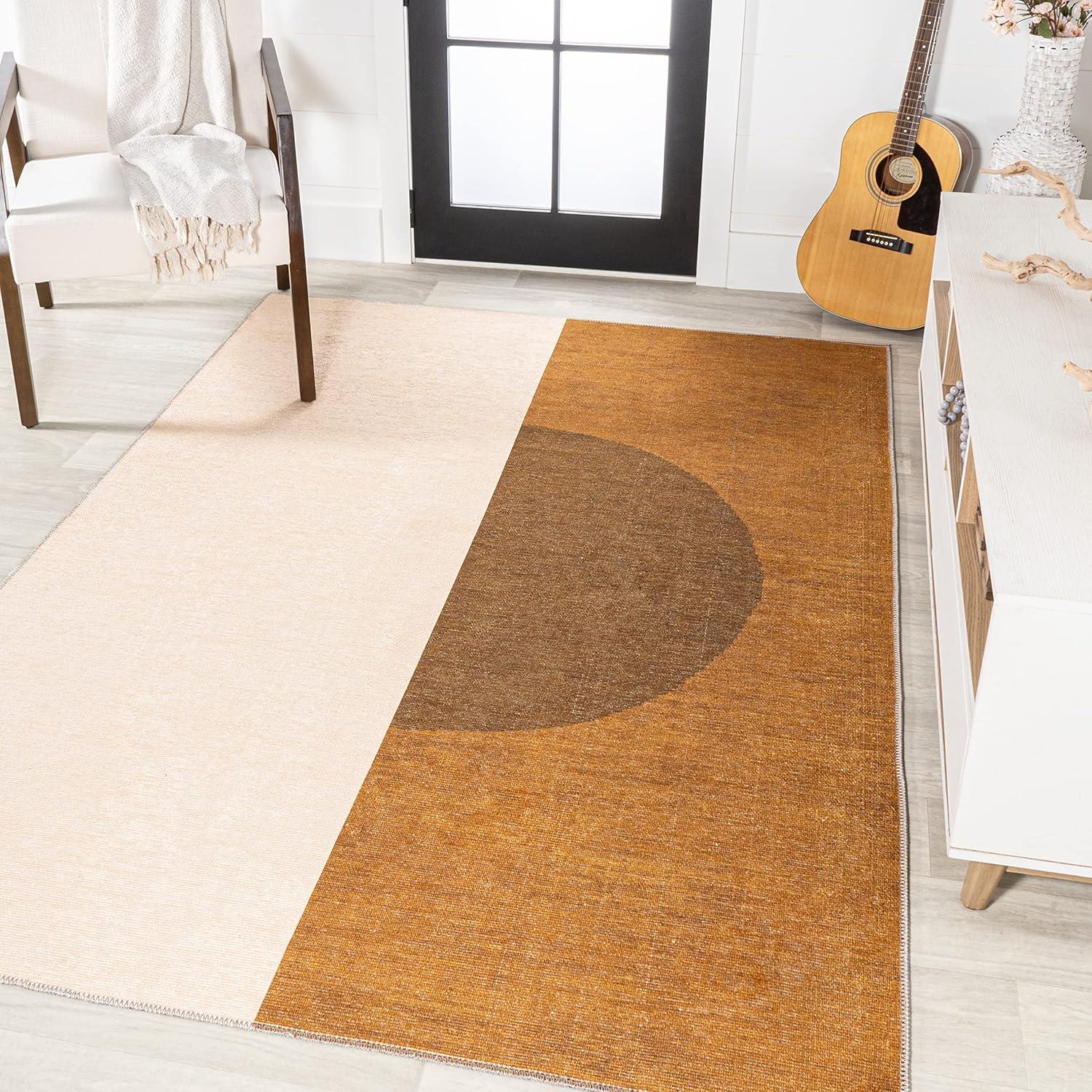 imageJONATHAN Y Machine Washable CreamGreen Indoor Area Rug 8X10 ft Cirkel Minimalist Geometric Dot for Living Room Bedroom Kitchen Office EasyCleaning PetFriendly NonShedding WSH113C8BrownCreamTerracotta