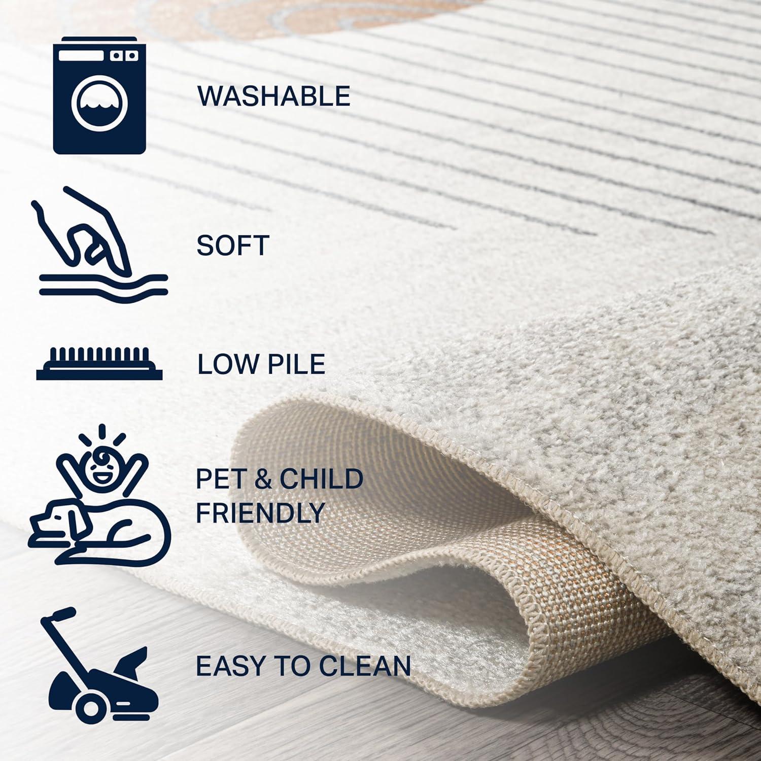 imageJONATHAN Y Machine Washable CreamMulti Indoor Area Rug 8X10 ft Slinger Modern Contemporary Collage for Living Room Bedroom Kitchen Office EasyCleaning PetFriendly NonShedding WSH306A8CreamTerra