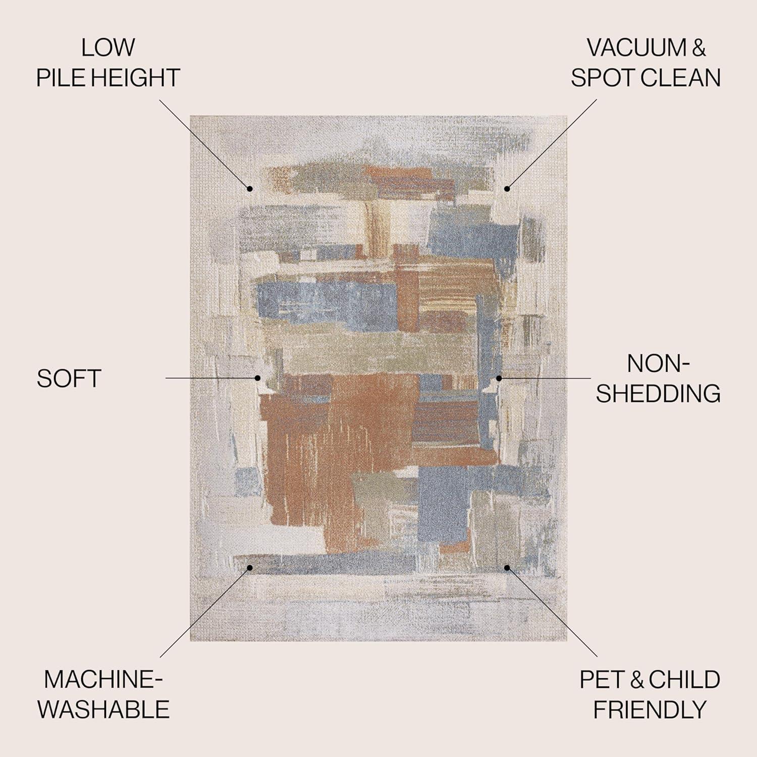 imageJONATHAN Y Machine Washable CreamMulti Indoor Area Rug 8X10 ft Slinger Modern Contemporary Collage for Living Room Bedroom Kitchen Office EasyCleaning PetFriendly NonShedding WSH306A8Weaver CreamMulti