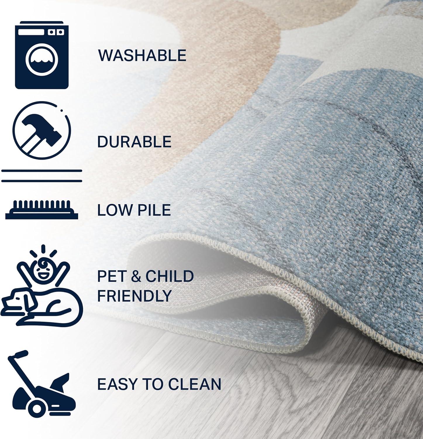 imageJONATHAN Y Machine Washable CreamMulti Indoor Area Rug 8X10 ft Slinger Modern Contemporary Collage for Living Room Bedroom Kitchen Office EasyCleaning PetFriendly NonShedding WSH306A8Algae CreamMulti