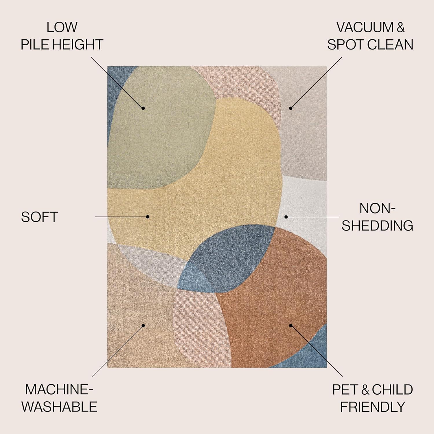 imageJONATHAN Y Machine Washable CreamMulti Indoor Area Rug 8X10 ft Slinger Modern Contemporary Collage for Living Room Bedroom Kitchen Office EasyCleaning PetFriendly NonShedding WSH306A8Pebble Multi