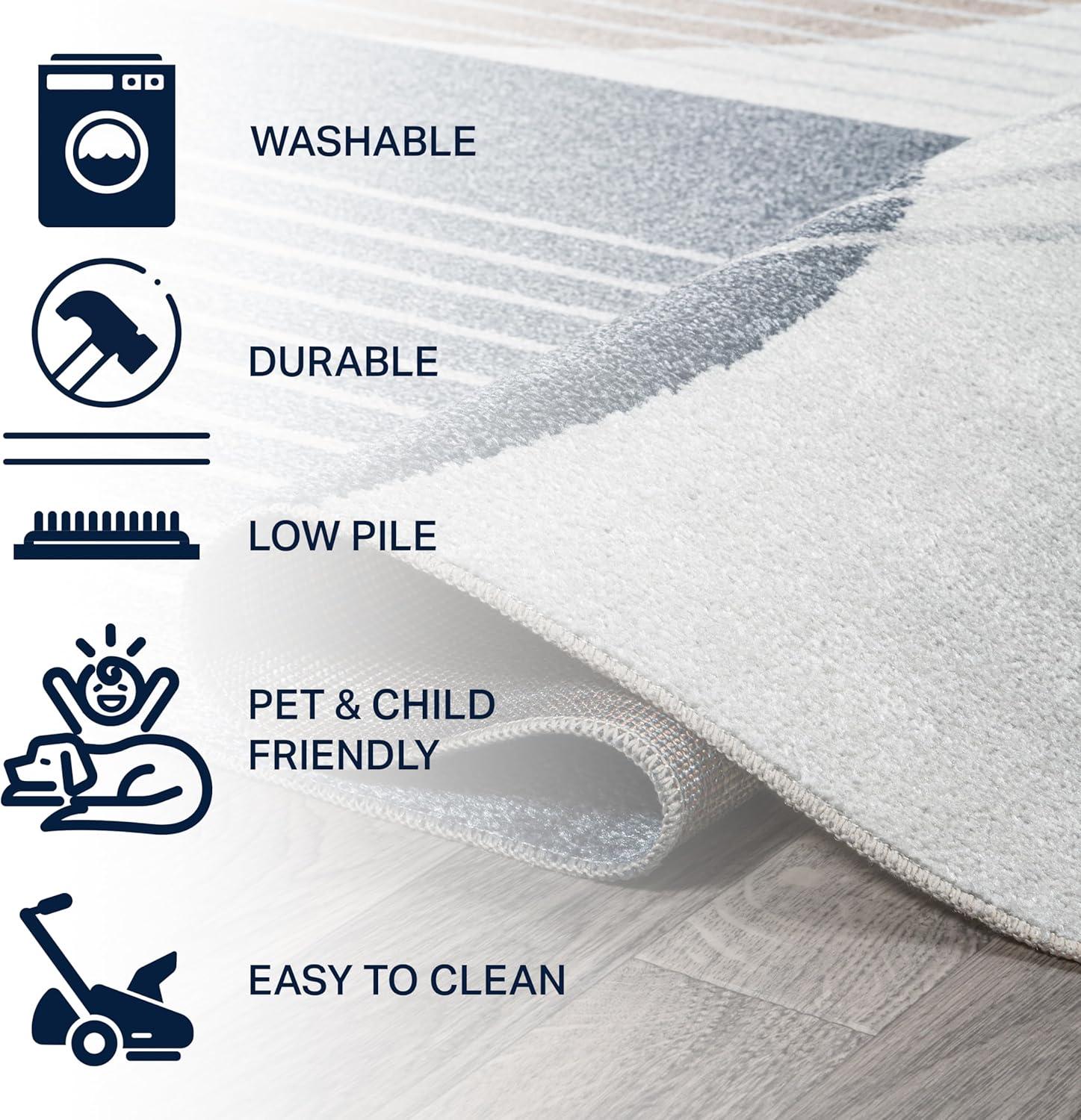 imageJONATHAN Y Machine Washable CreamMulti Indoor Area Rug 8X10 ft Slinger Modern Contemporary Collage for Living Room Bedroom Kitchen Office EasyCleaning PetFriendly NonShedding WSH306A8Multi Color