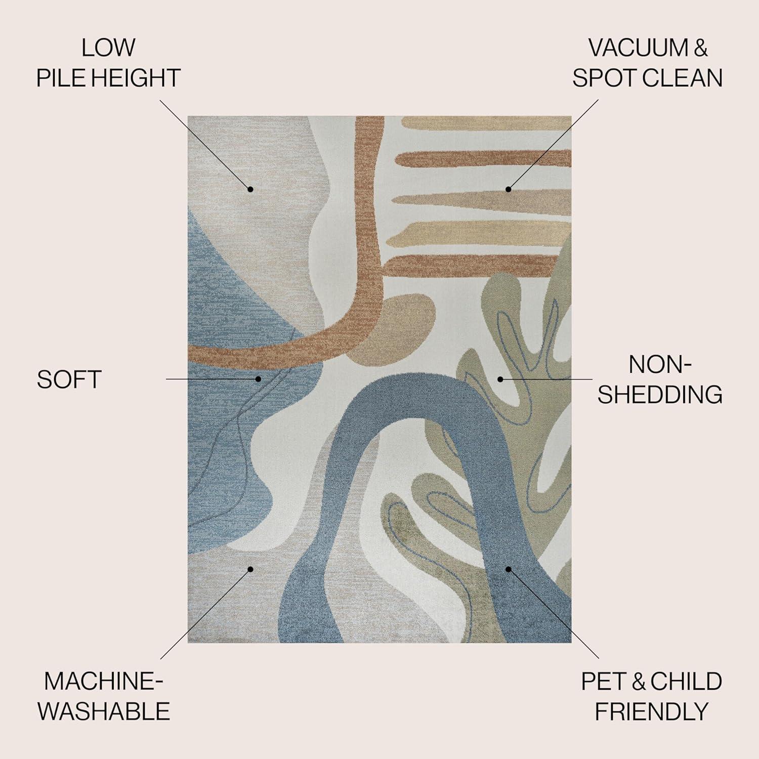 imageJONATHAN Y Machine Washable CreamMulti Indoor Area Rug 8X10 ft Slinger Modern Contemporary Collage for Living Room Bedroom Kitchen Office EasyCleaning PetFriendly NonShedding WSH306A8Algae CreamMulti