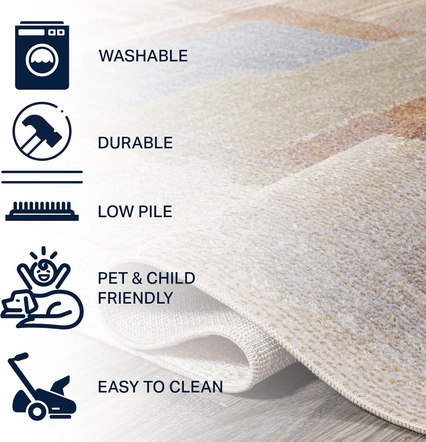 imageJONATHAN Y Machine Washable CreamMulti Indoor Area Rug 8X10 ft Slinger Modern Contemporary Collage for Living Room Bedroom Kitchen Office EasyCleaning PetFriendly NonShedding WSH306A8Weaver CreamMulti