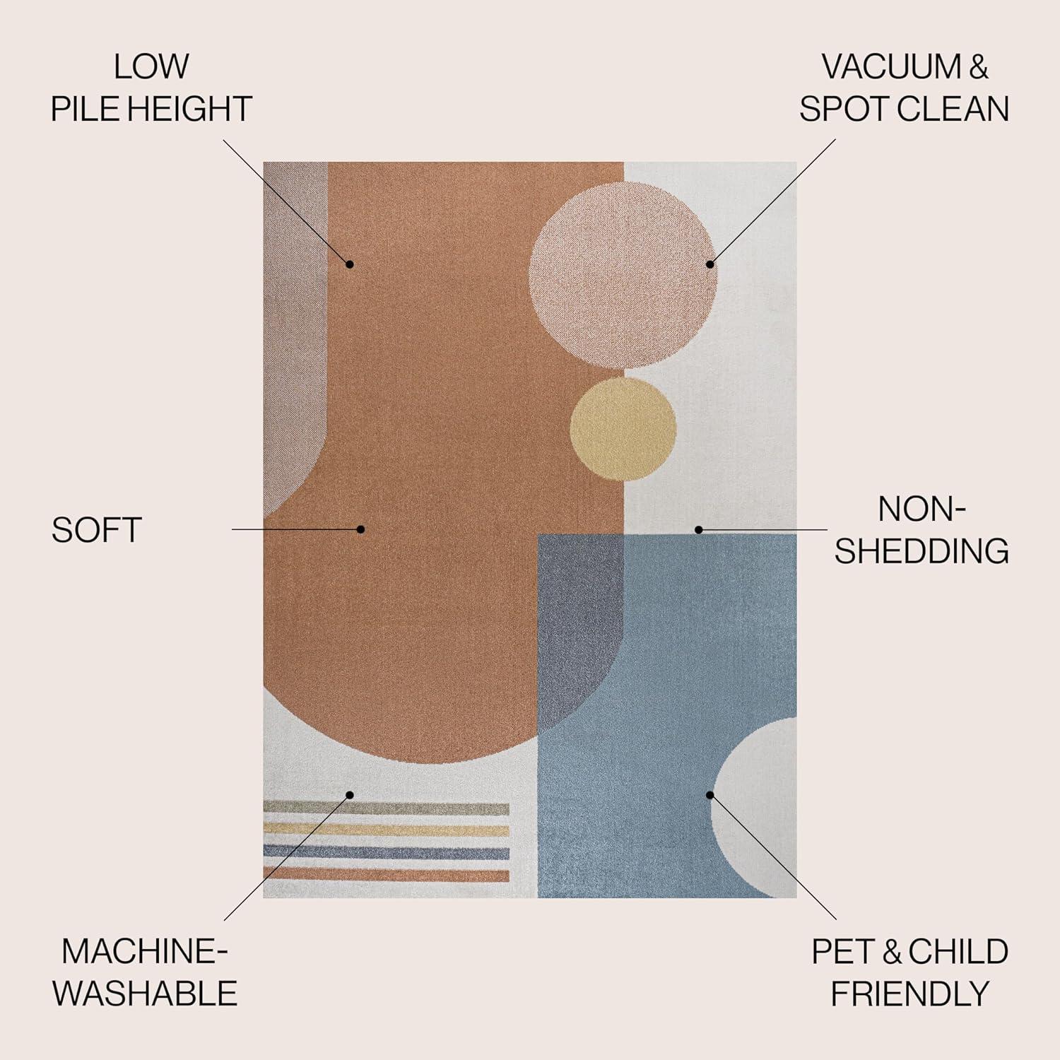 imageJONATHAN Y Machine Washable CreamMulti Indoor Area Rug 8X10 ft Slinger Modern Contemporary Collage for Living Room Bedroom Kitchen Office EasyCleaning PetFriendly NonShedding WSH306A8Slinger CreamMulti