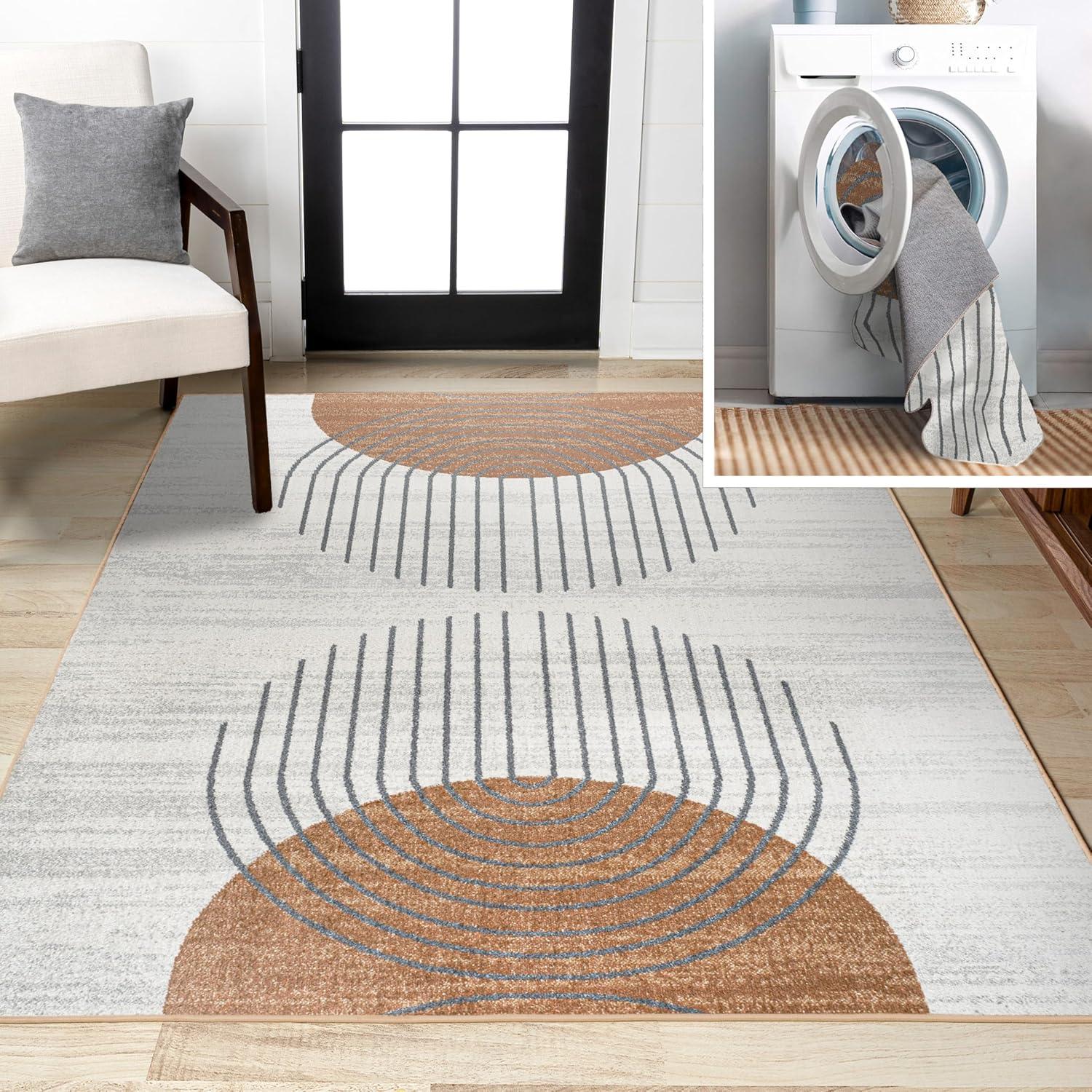 imageJONATHAN Y Machine Washable CreamMulti Indoor Area Rug 8X10 ft Slinger Modern Contemporary Collage for Living Room Bedroom Kitchen Office EasyCleaning PetFriendly NonShedding WSH306A8CreamTerra