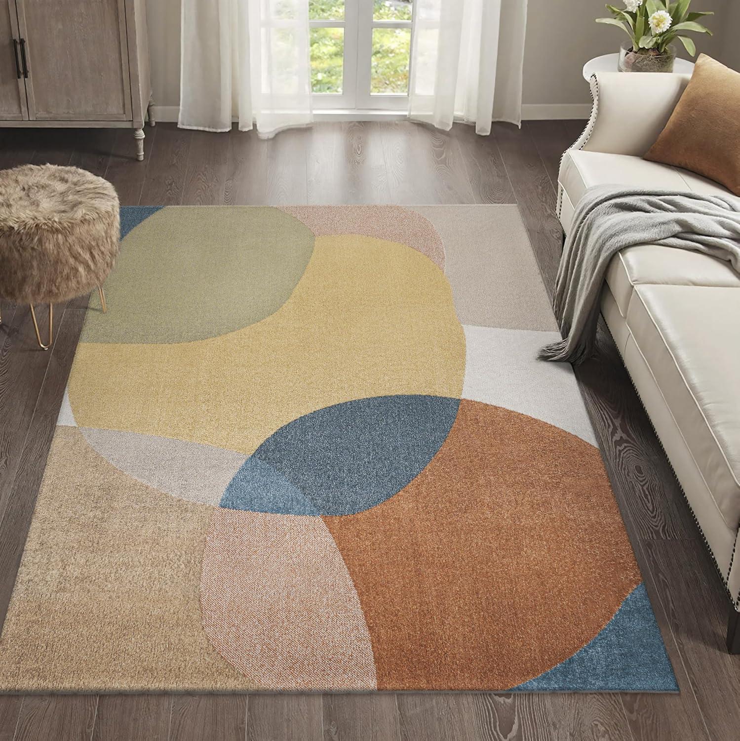 imageJONATHAN Y Machine Washable CreamMulti Indoor Area Rug 8X10 ft Slinger Modern Contemporary Collage for Living Room Bedroom Kitchen Office EasyCleaning PetFriendly NonShedding WSH306A8Pebble Multi