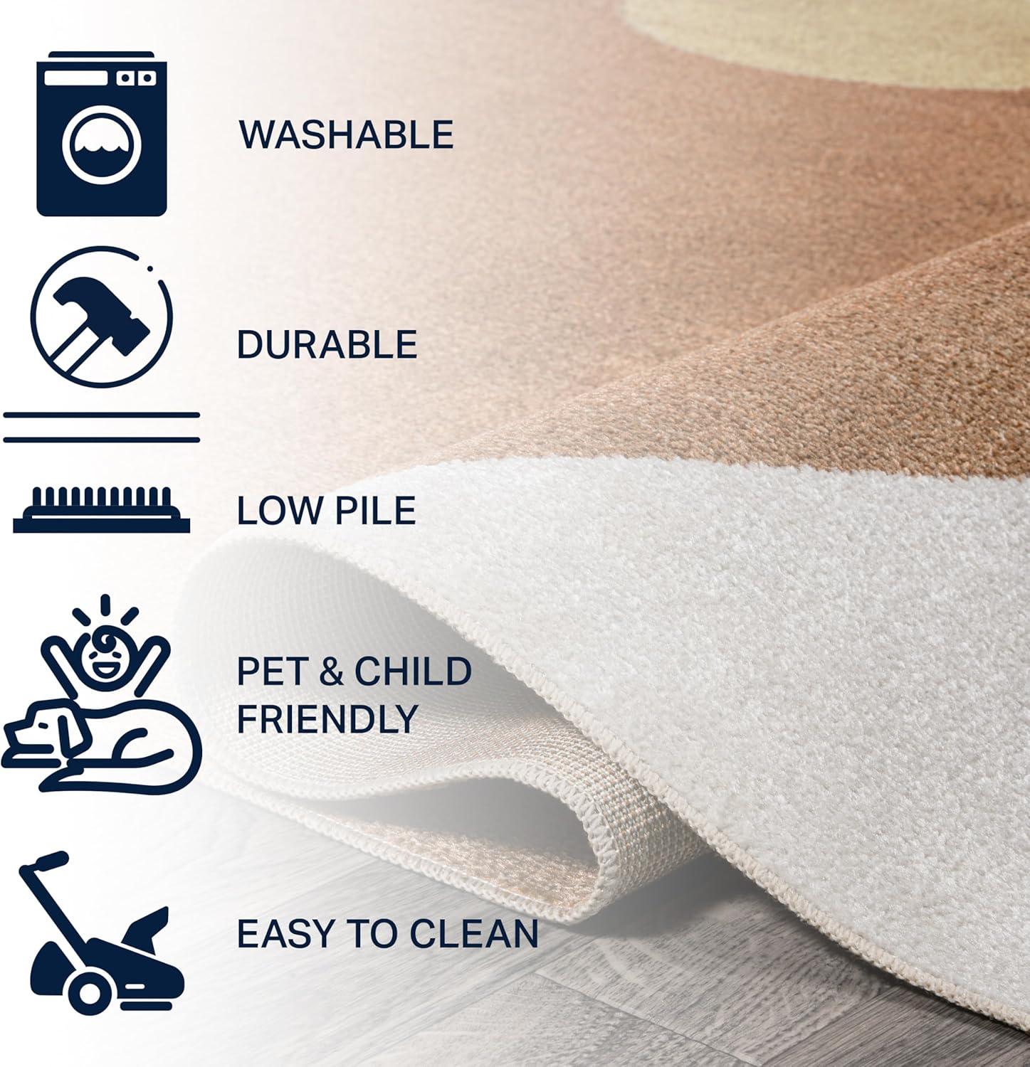 imageJONATHAN Y Machine Washable CreamMulti Indoor Area Rug 8X10 ft Slinger Modern Contemporary Collage for Living Room Bedroom Kitchen Office EasyCleaning PetFriendly NonShedding WSH306A8Slinger CreamMulti