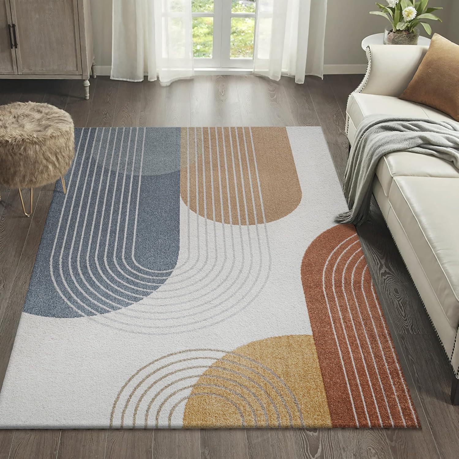 imageJONATHAN Y Machine Washable CreamMulti Indoor Area Rug 8X10 ft Slinger Modern Contemporary Collage for Living Room Bedroom Kitchen Office EasyCleaning PetFriendly NonShedding WSH306A8Multi Color