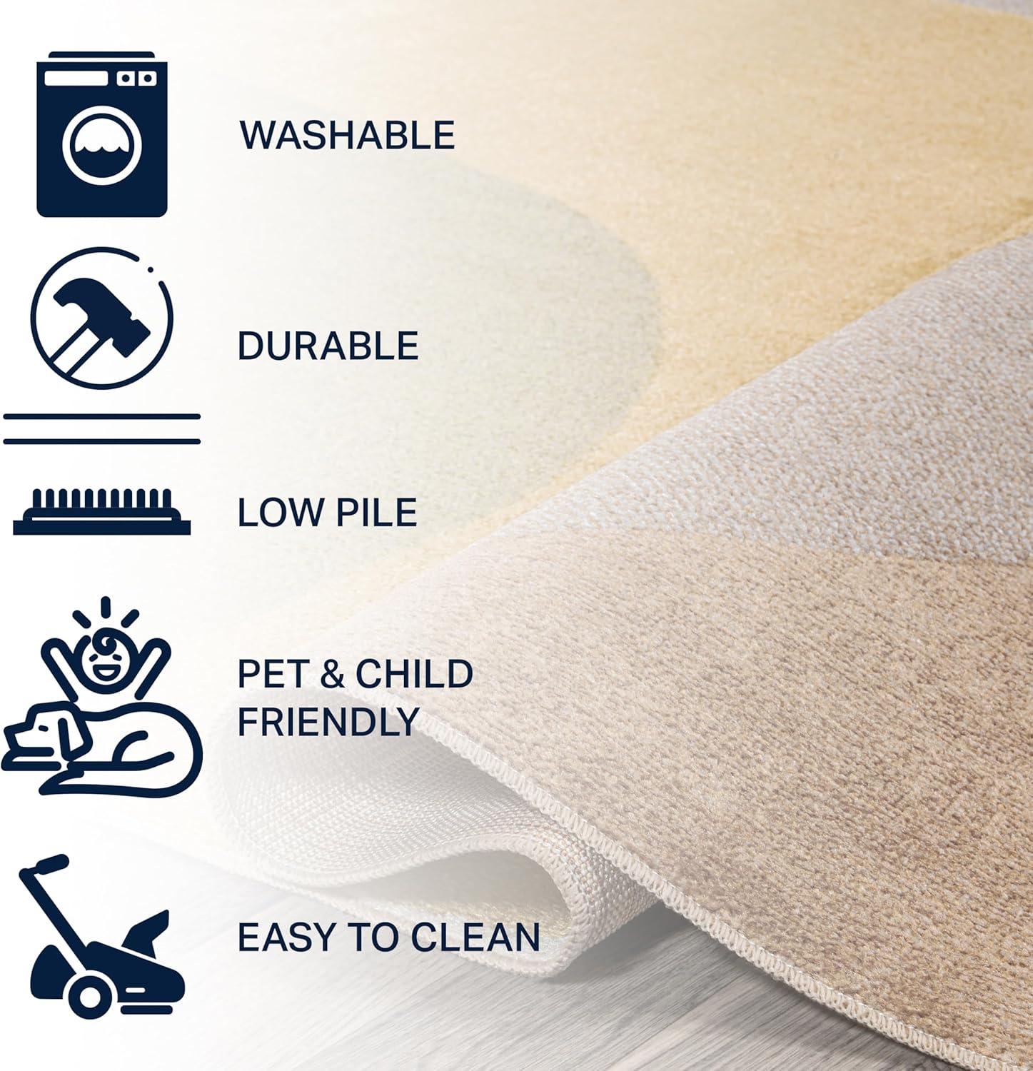 imageJONATHAN Y Machine Washable CreamMulti Indoor Area Rug 8X10 ft Slinger Modern Contemporary Collage for Living Room Bedroom Kitchen Office EasyCleaning PetFriendly NonShedding WSH306A8Pebble Multi