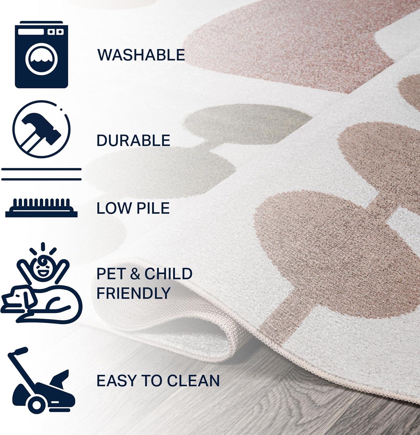 imageJONATHAN Y Machine Washable CreamMulti Indoor Area Rug 8X10 ft Slinger Modern Contemporary Collage for Living Room Bedroom Kitchen Office EasyCleaning PetFriendly NonShedding WSH306A8Riley CreamMulti