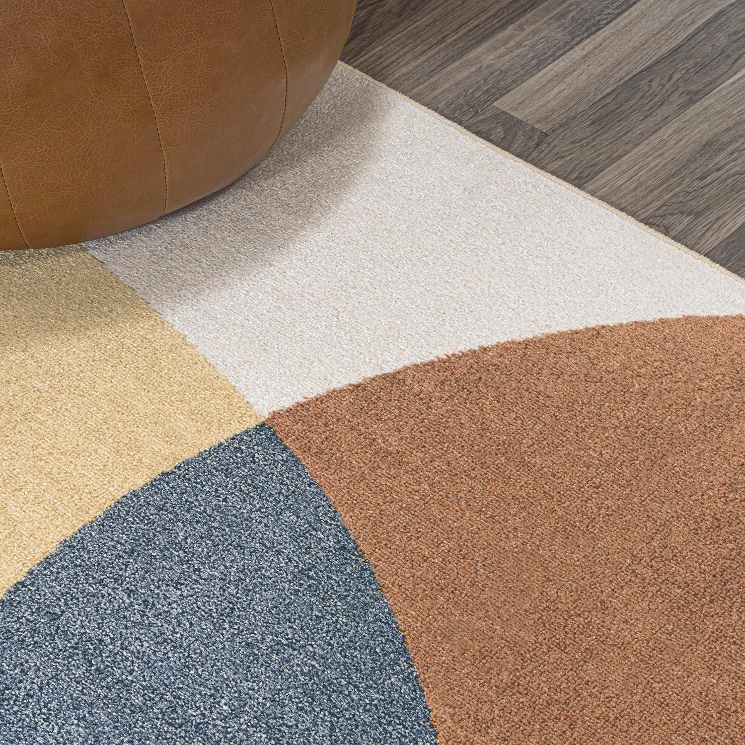 imageJONATHAN Y Machine Washable CreamMulti Indoor Area Rug 8X10 ft Slinger Modern Contemporary Collage for Living Room Bedroom Kitchen Office EasyCleaning PetFriendly NonShedding WSH306A8Pebble Multi