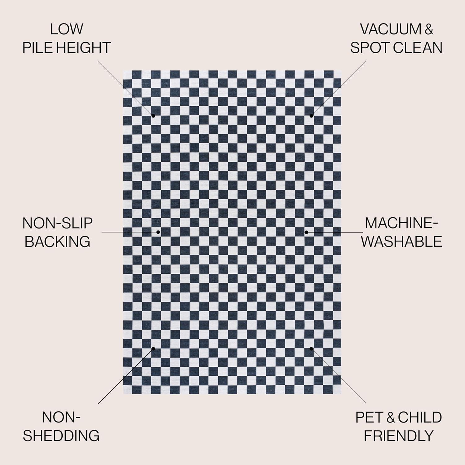 imageJONATHAN Y Machine Washable Indoor Area Rug 8X10 Dark BlueWhite Ainsley Modern Cottage Checkerboard for Living Room Bedroom Kitchen Office EasyCleaning PetFriendly NonShedding WSH126C8Dark BlueWhite