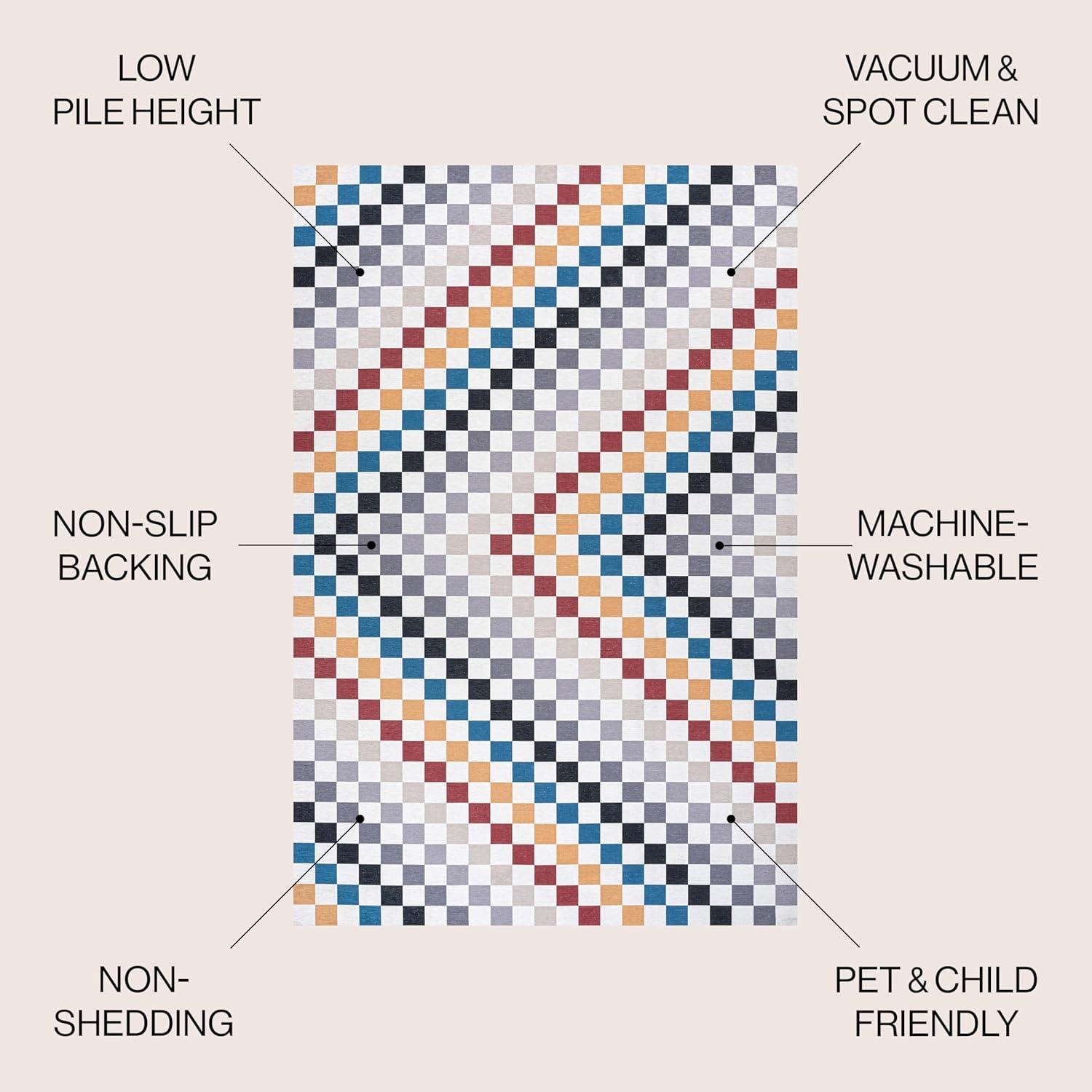 imageJONATHAN Y Machine Washable Indoor Area Rug 8X10 Dark BlueWhite Ainsley Modern Cottage Checkerboard for Living Room Bedroom Kitchen Office EasyCleaning PetFriendly NonShedding WSH126C8Multicolored