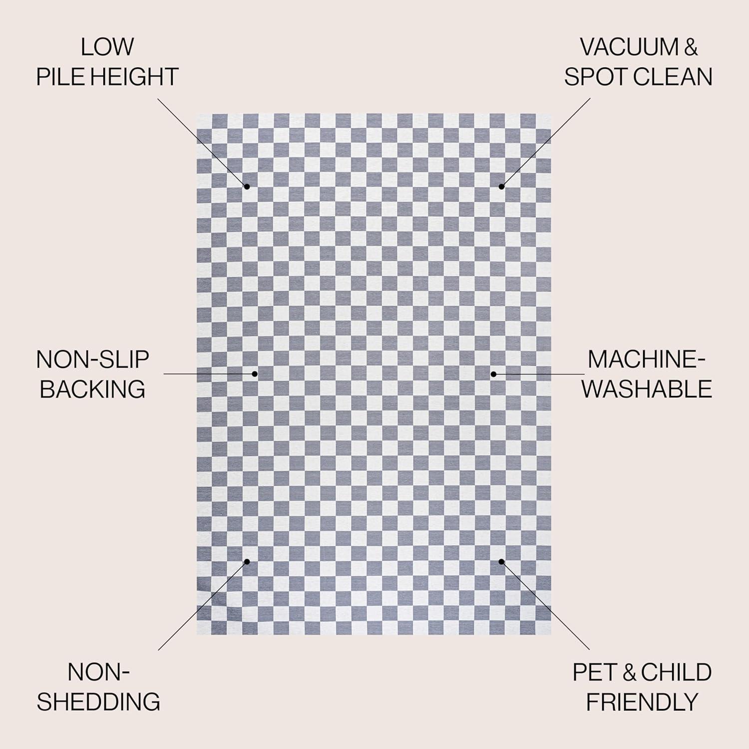 imageJONATHAN Y Machine Washable Indoor Area Rug 8X10 Dark BlueWhite Ainsley Modern Cottage Checkerboard for Living Room Bedroom Kitchen Office EasyCleaning PetFriendly NonShedding WSH126C8Purple GrayWhite