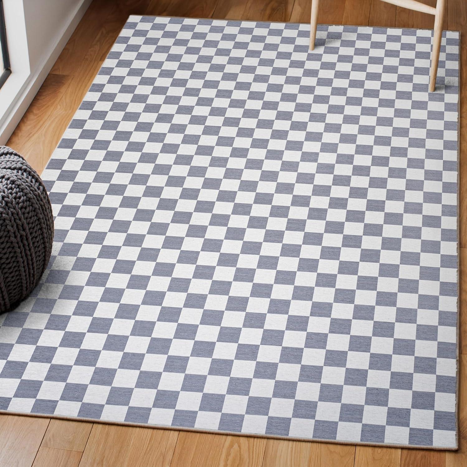 imageJONATHAN Y Machine Washable Indoor Area Rug 8X10 Dark BlueWhite Ainsley Modern Cottage Checkerboard for Living Room Bedroom Kitchen Office EasyCleaning PetFriendly NonShedding WSH126C8Purple GrayWhite